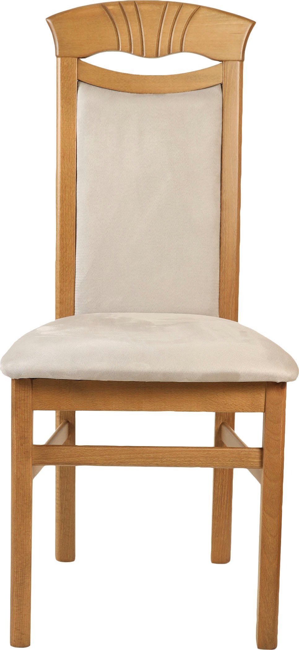 Home affaire Eetkamerstoel Franz slijtvast microvezel, onderstel beuken naturel of wit, houten stoel (set, 2 stuks)