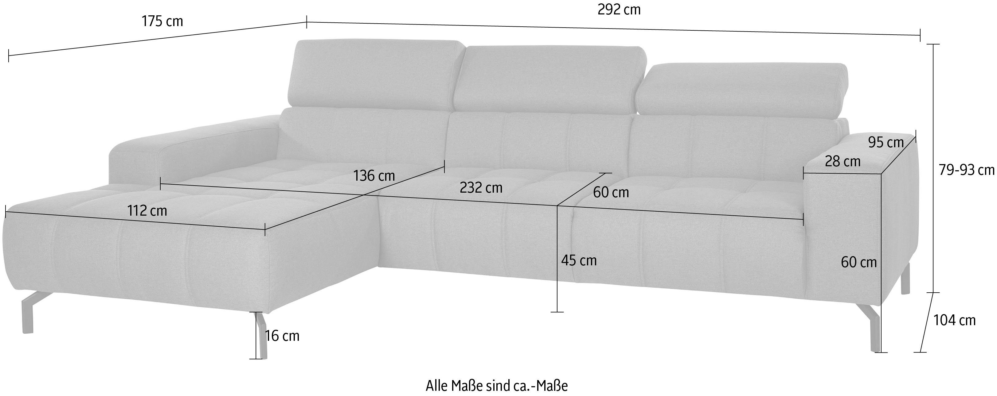 DOMO collection Hoekbank Cunelli mooie zitnaden als designelement, stevige zitcomfort, L-vorm