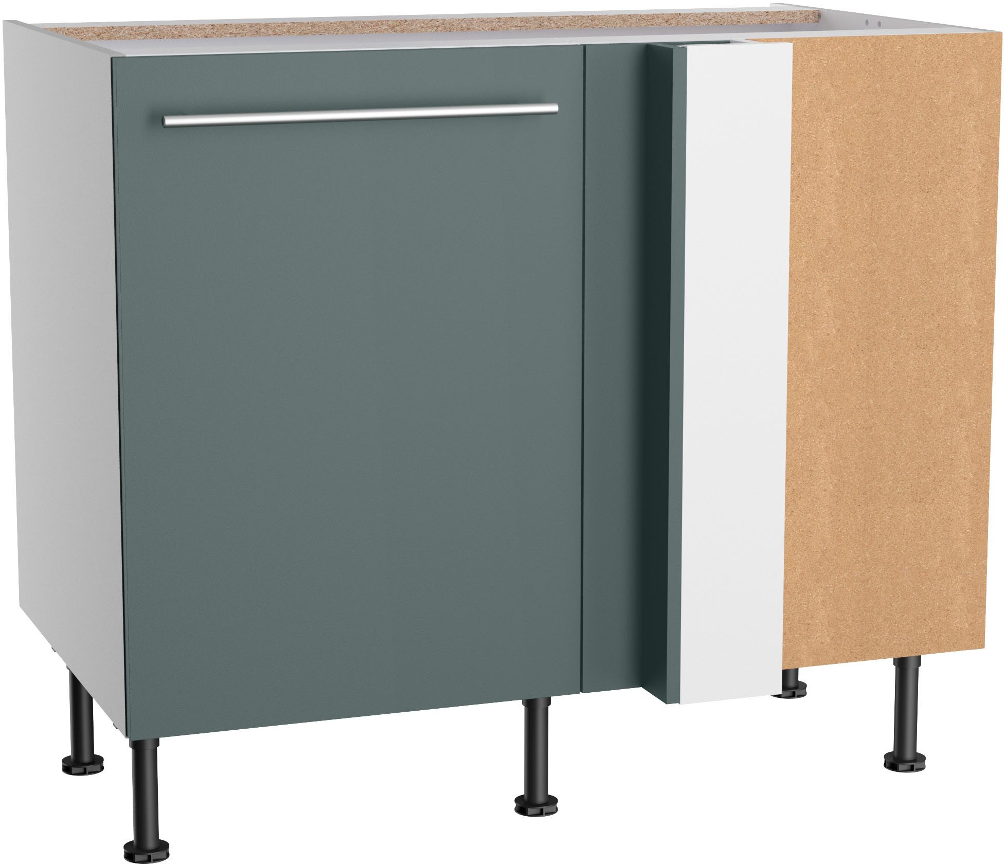 Kochstation OPTIFIT Hoekonderkast Bern2 Breedte 100 x 65 cm, oplossing voor vaatwasser, 1 deur, 1 legplank onderkasten groen