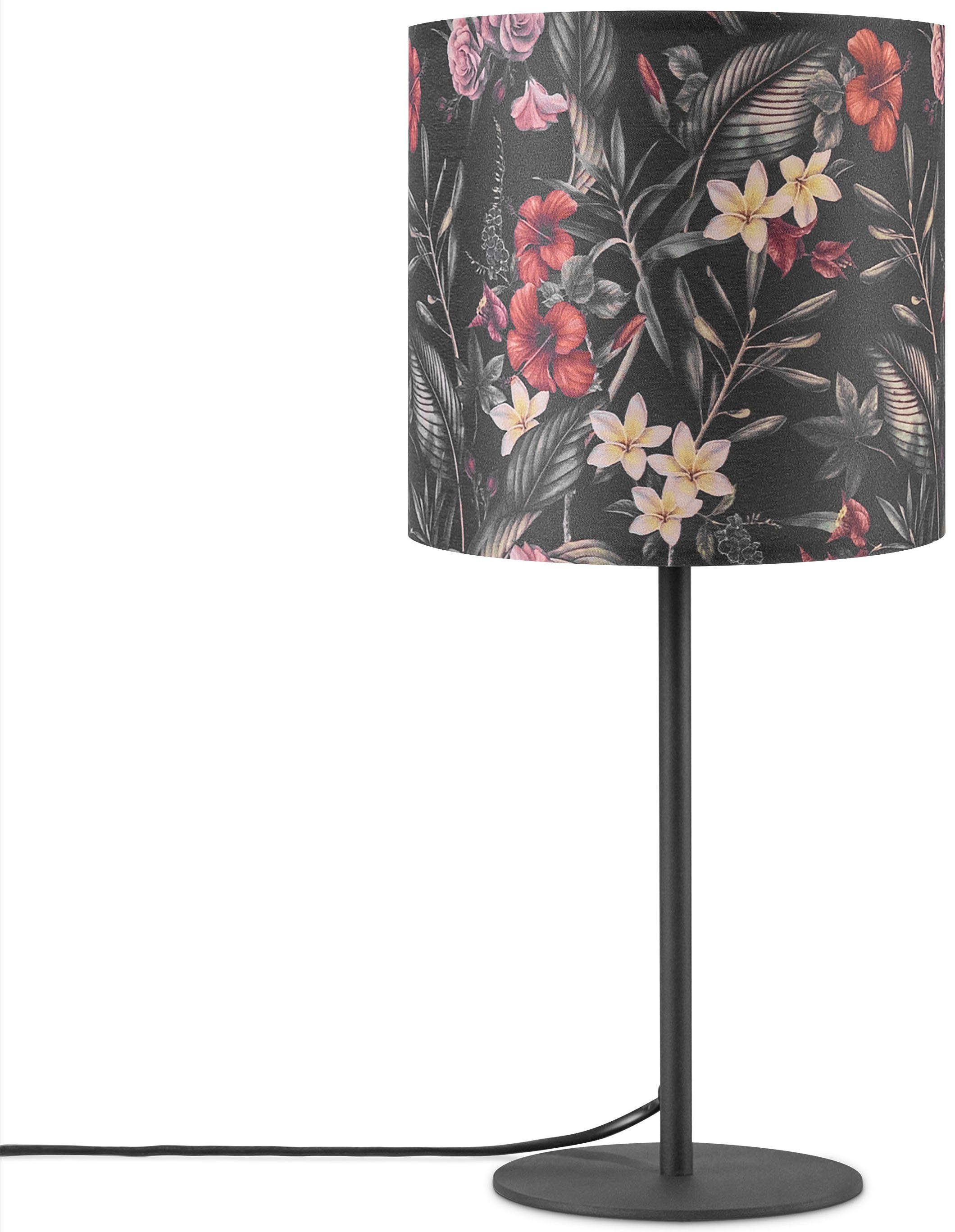 Paco Home Tafellamp Luca Flower Naar stof lampenkap bloemenpatroon bloemig textiel rond