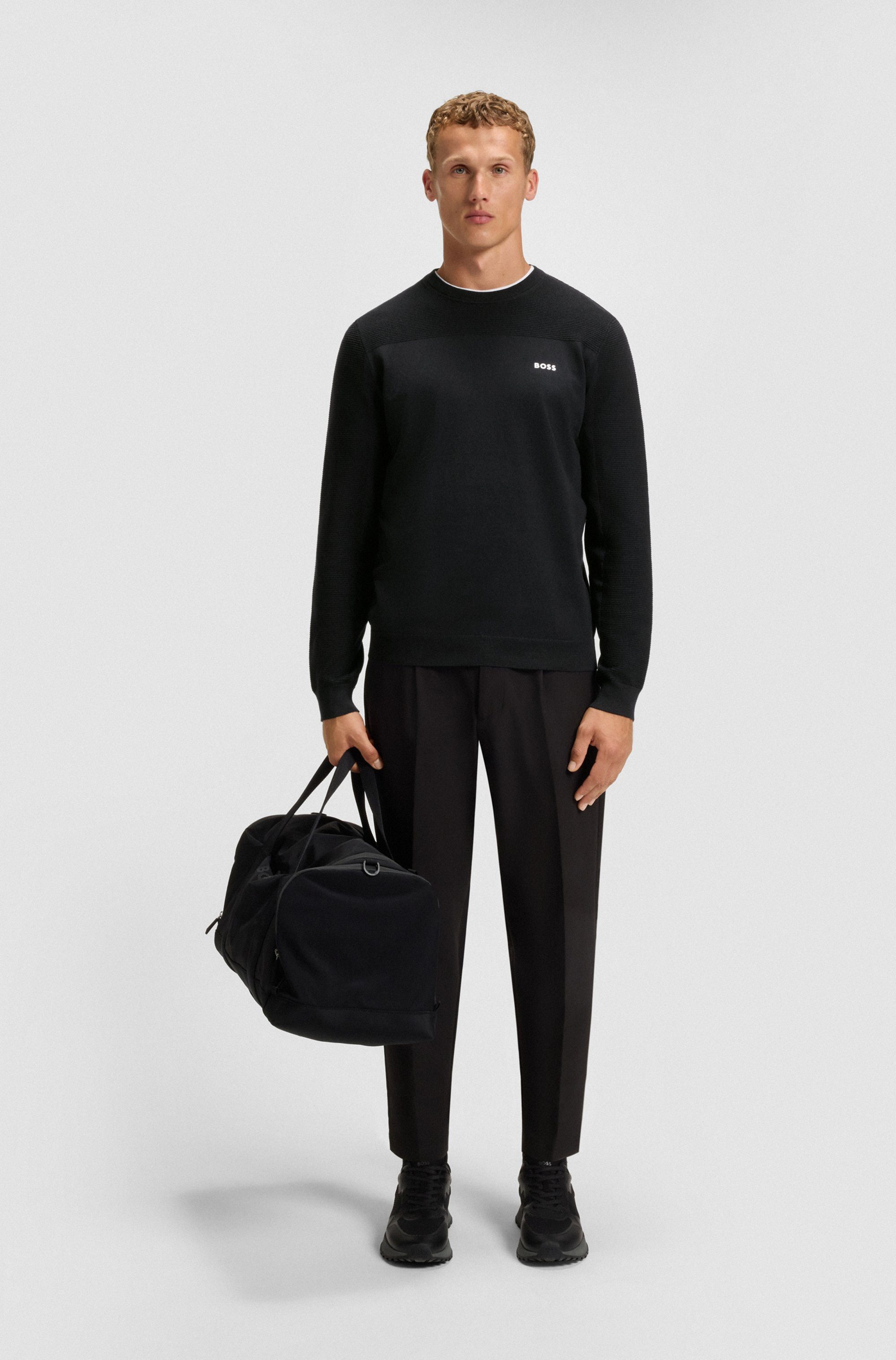 BOSS GREEN Gebreide trui KN Momentum-X CN Ronde hals, Regular Fit, contrast HD-logo