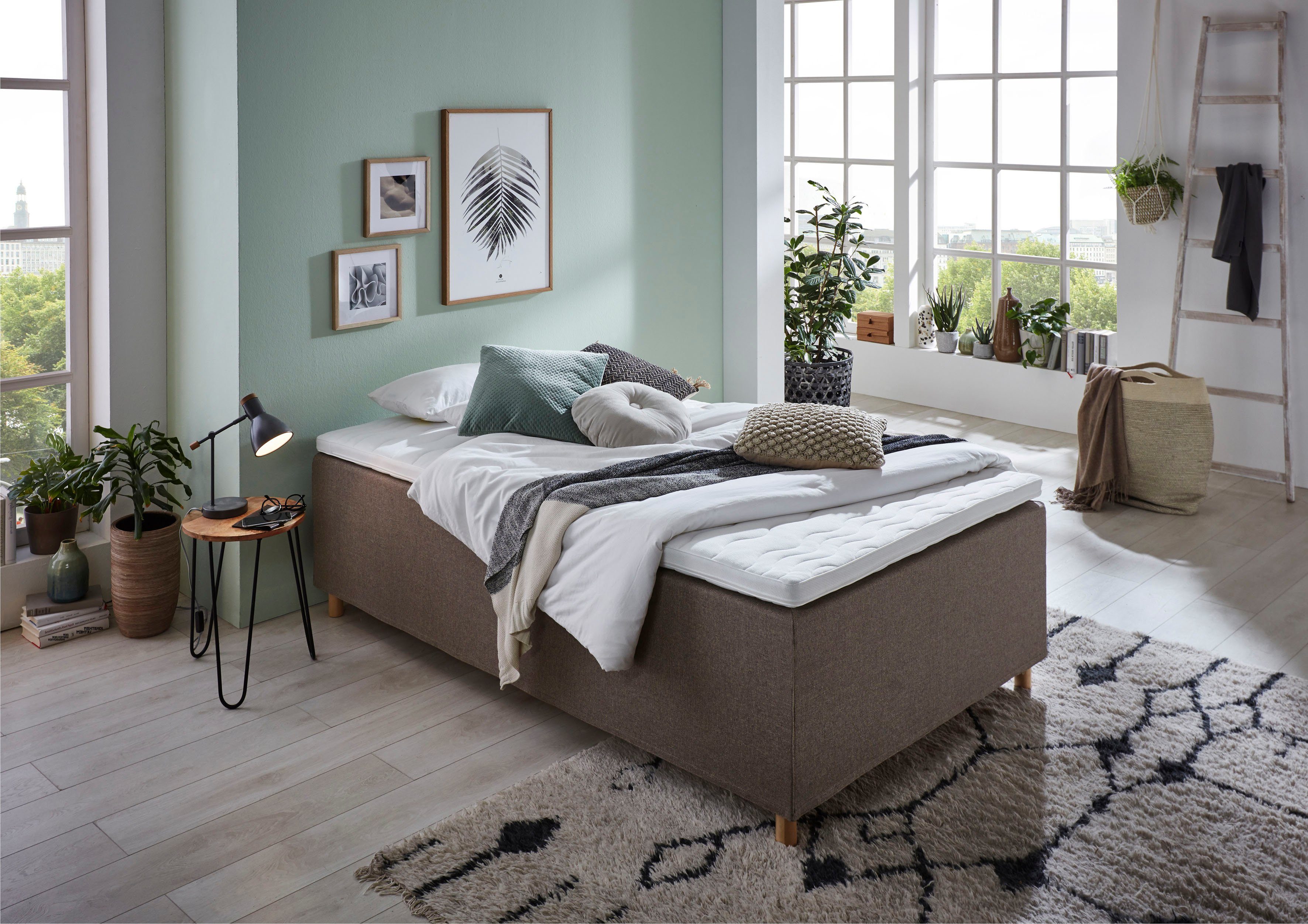 Home affaire Boxspring Thorsby Boxbed zonder hoofdbord, vrij plaatsbaar, voor schuine plafonds boxsprings bruin