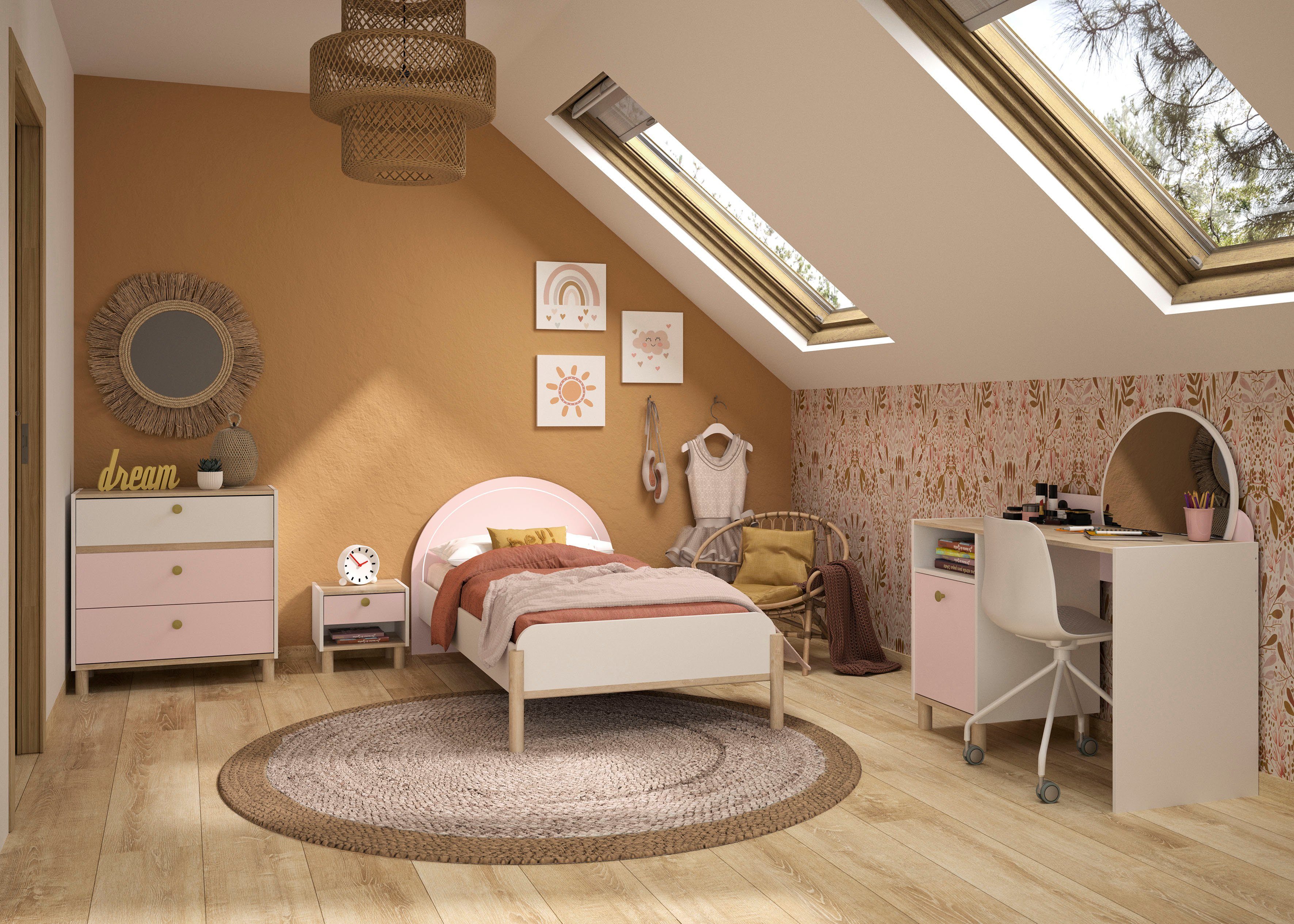 Gami Kinderbed 1-persoons, kinderbed, met ledverlichting bij het hoofdbord, 90x200 cm