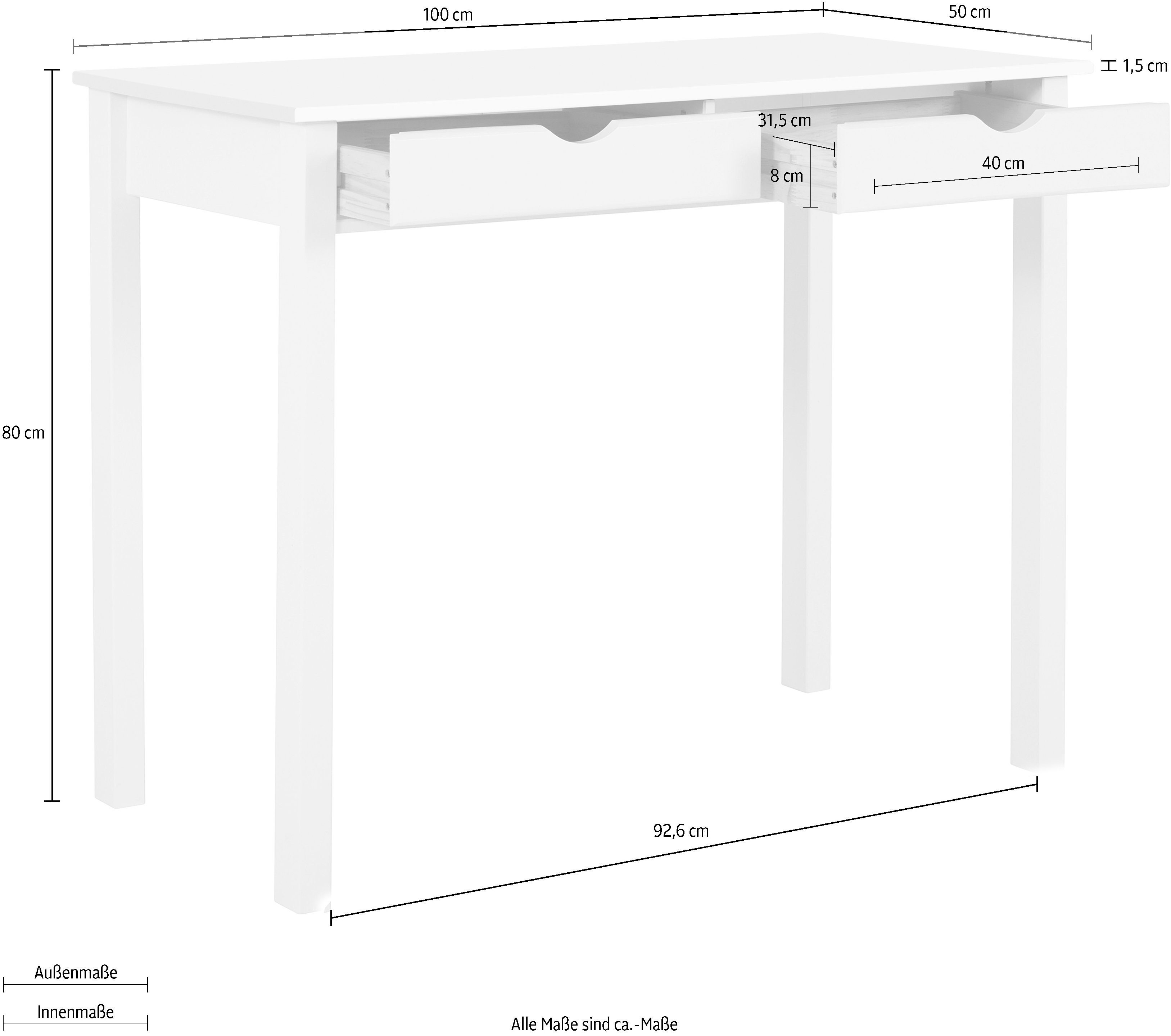 INOSIGN Bureau Gava Grenenhout, verzonken grepen, verschillende kleurvarianten, breedte 100 cm