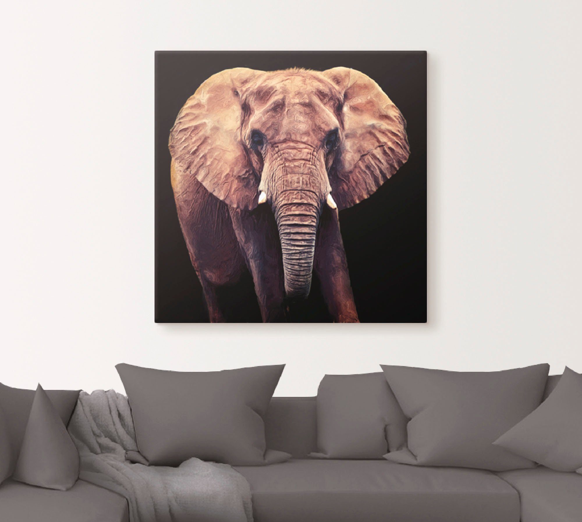 Artland Artprint op linnen Olifant gespannen op een spieraam