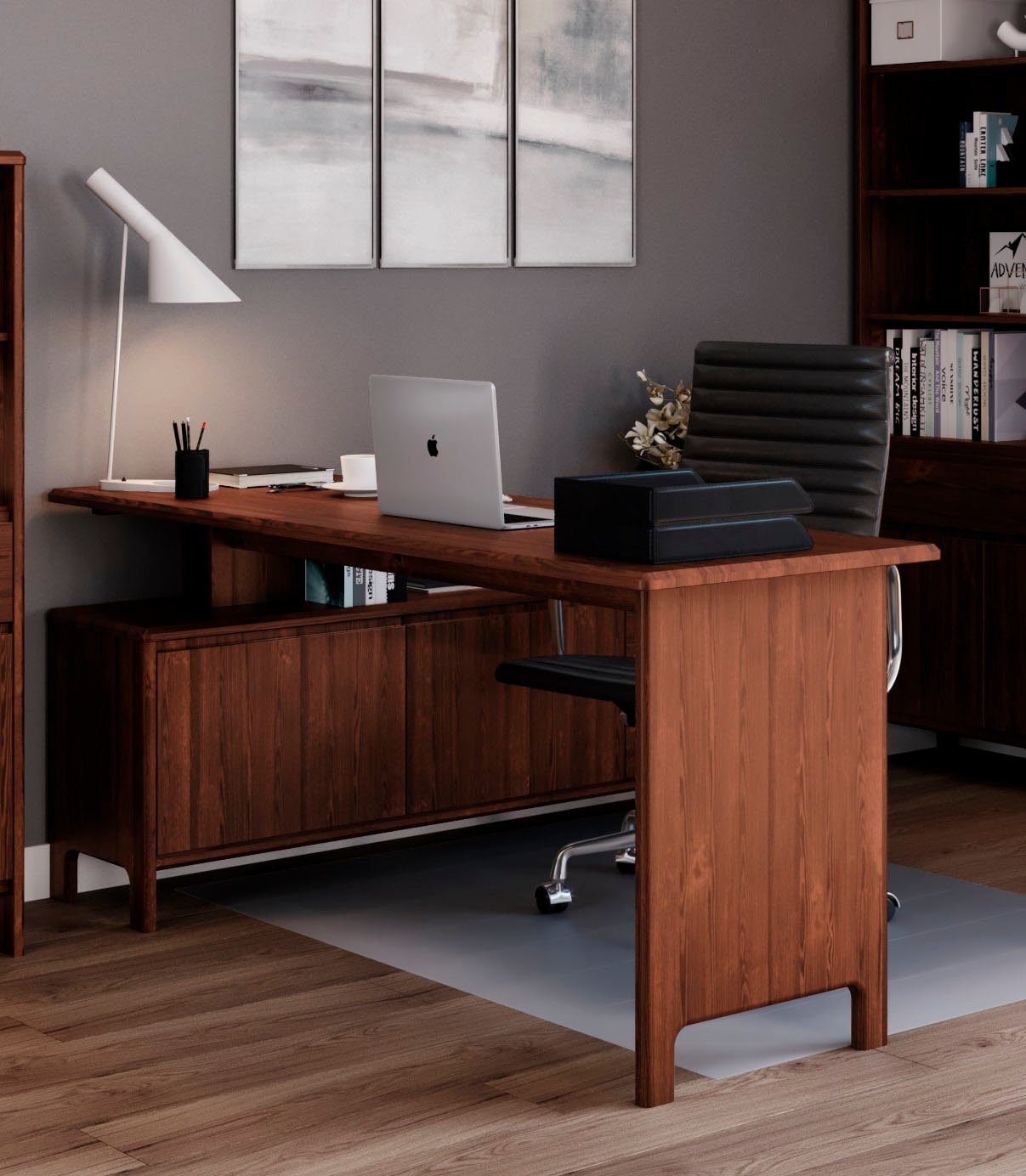 Home affaire Bureau Luven, van massief hout in 2 breedtes, variabel gebruik als bureau of hoekbureau