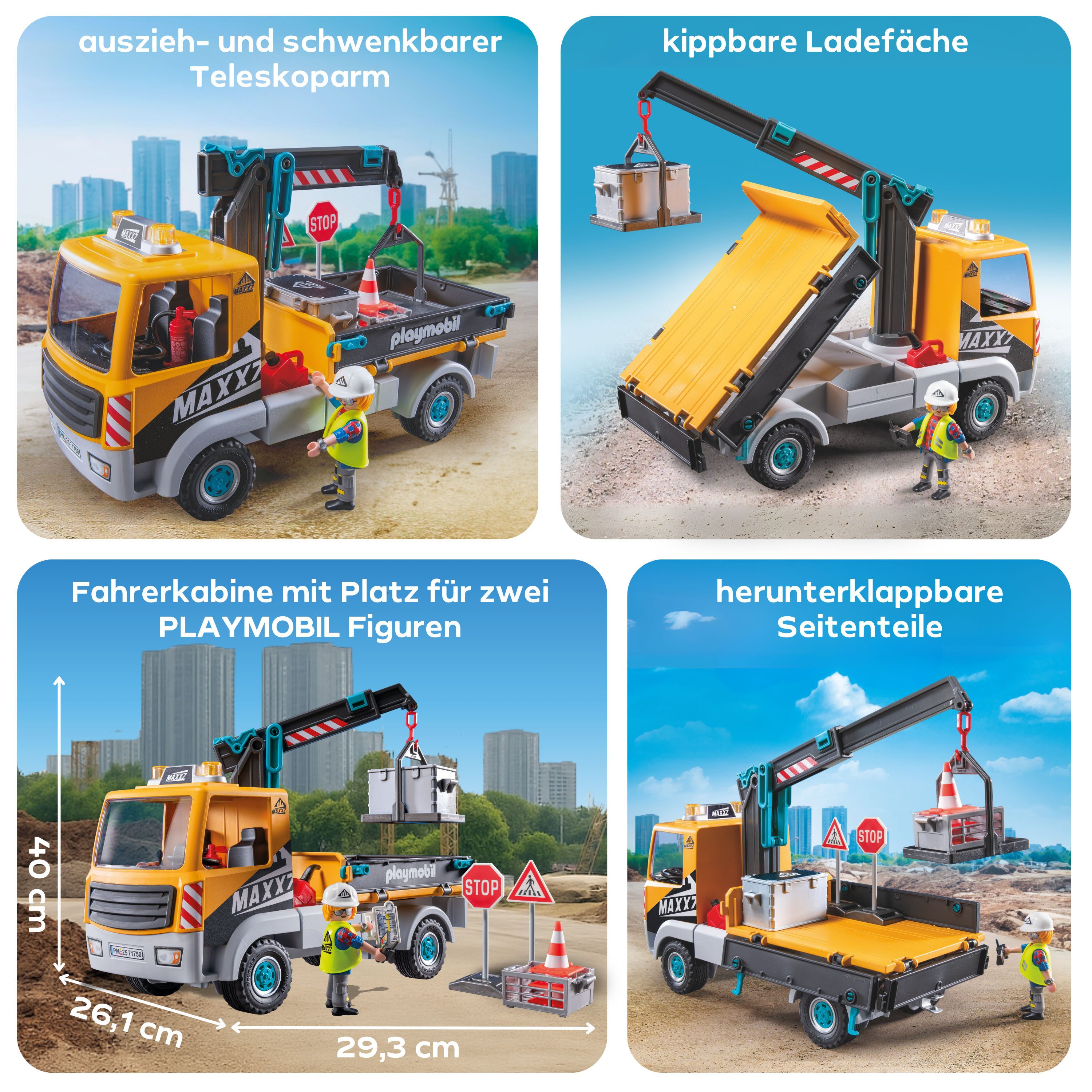 Playmobil® Constructie-speelset Baustellen-LKW mit Kran (71750), Playmobil Action Heroes (55-delig)