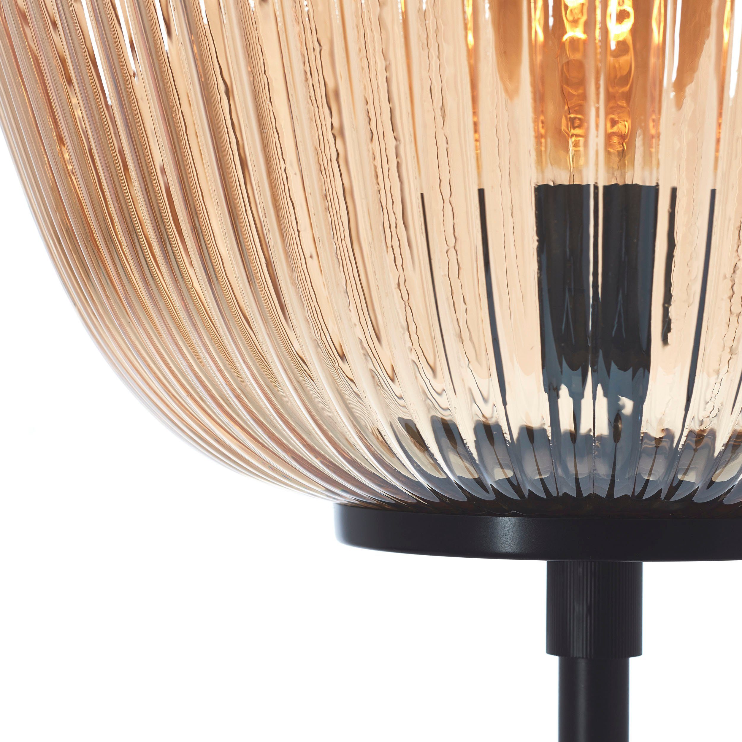 Brilliant Leuchten Staande lamp Kaizen Geribbeld glas, 140 x 35 cm, E27, amber-bernstein kleur (1 stuk)