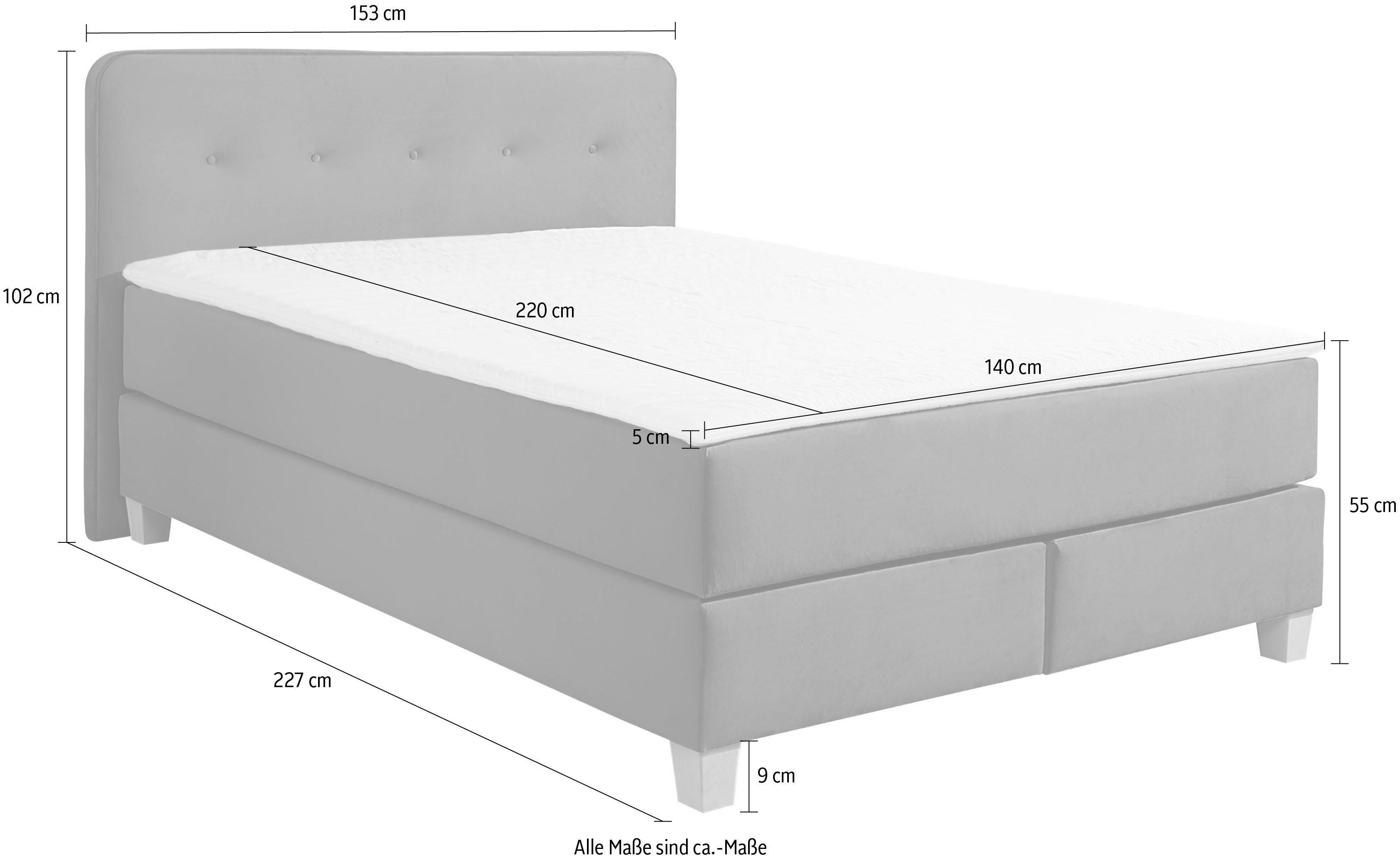 Home affaire Boxspring Fargo in extra lang 220 cm, met topmatras, 3 uitvoeringen, 4, breedten