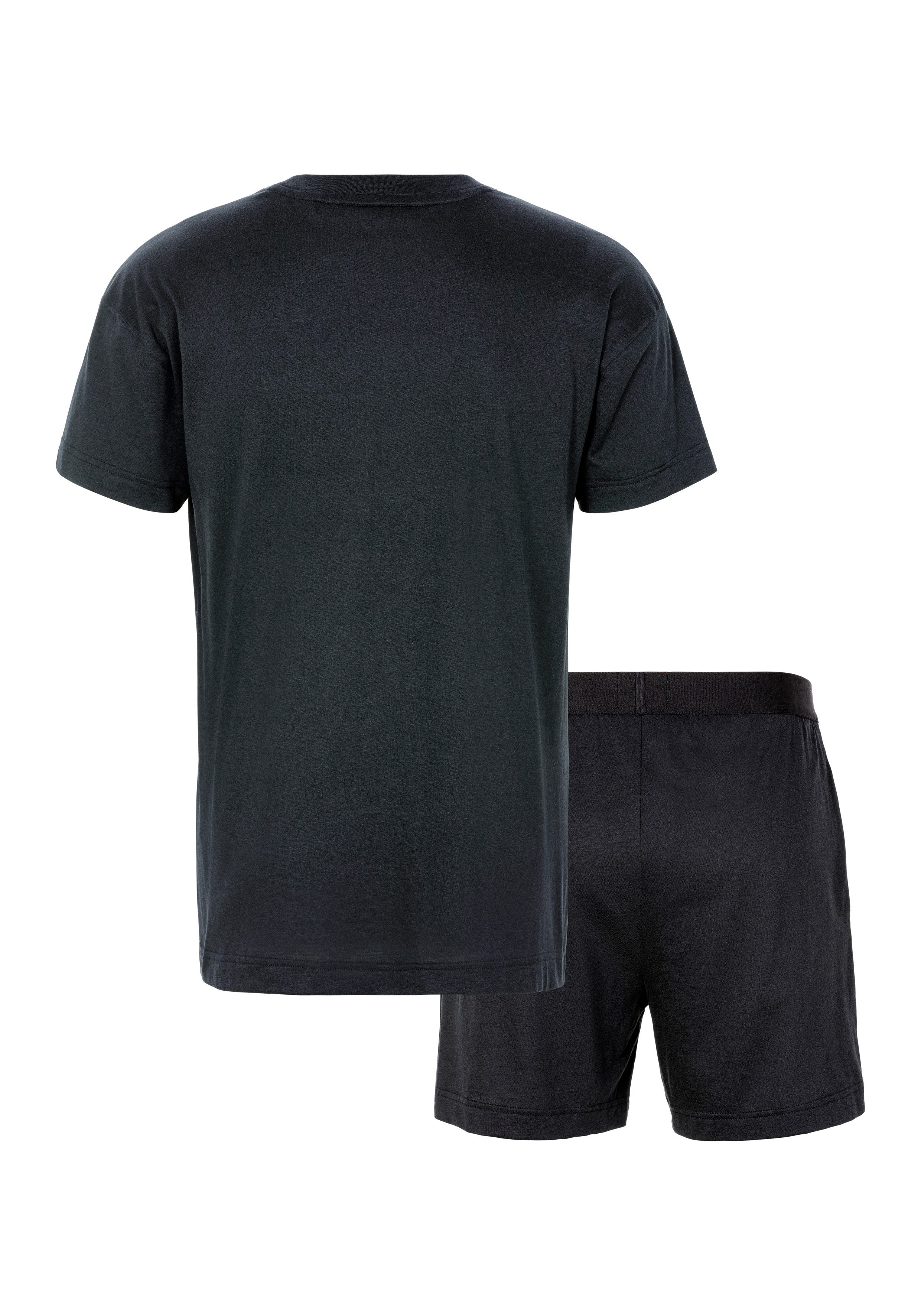 HUGO underwear Pyjama GALAXY_SHORT SET met contrasterende logo-badge (set, 2-delig)