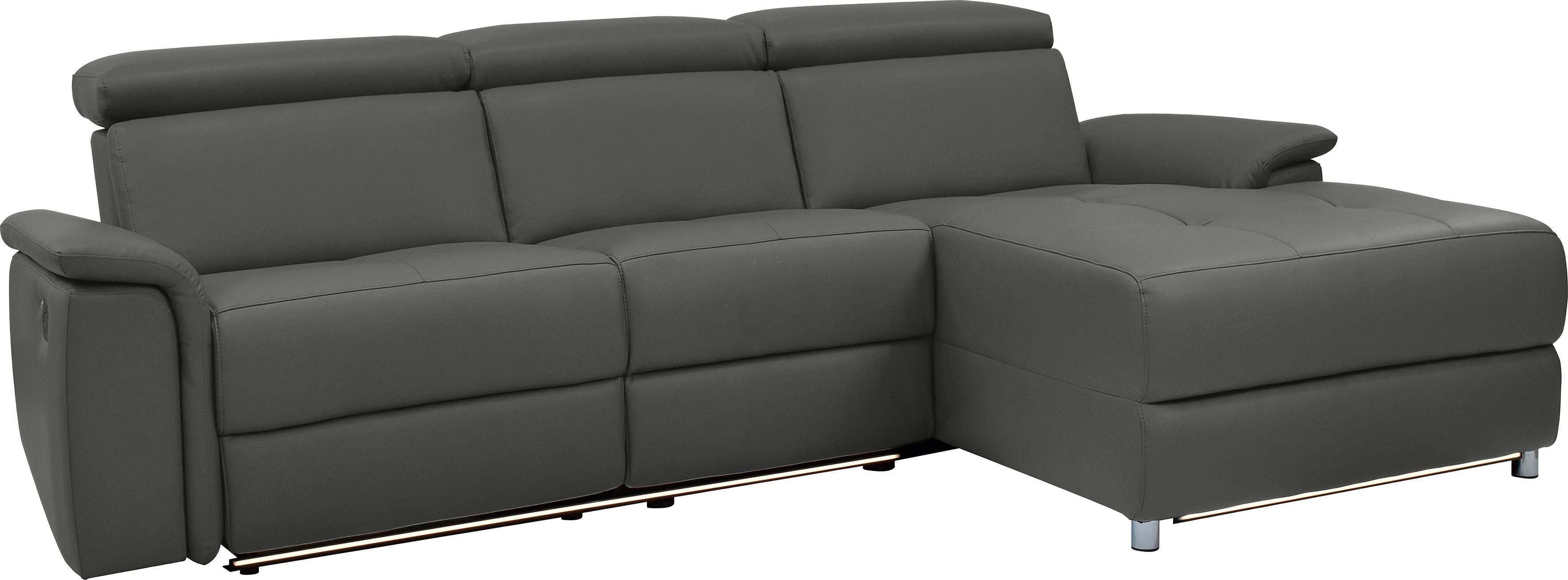 Places of Style Hoekbank Pareli, L-model, 259 cm, met récamier, echt leer, imitatieleer, weefstof