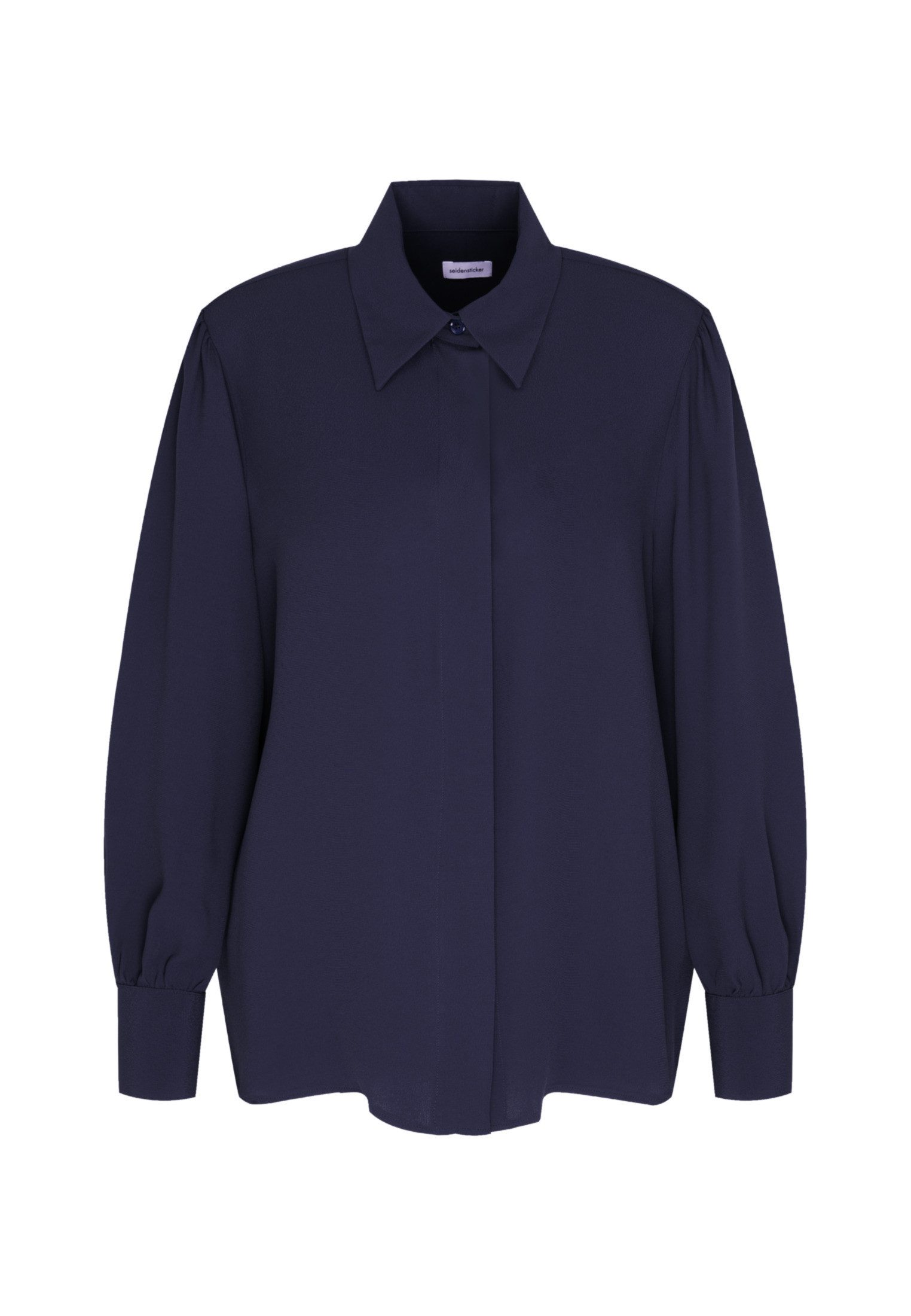 seidensticker Overhemdblouse Zwarte roos Lange mouwen kraag uni