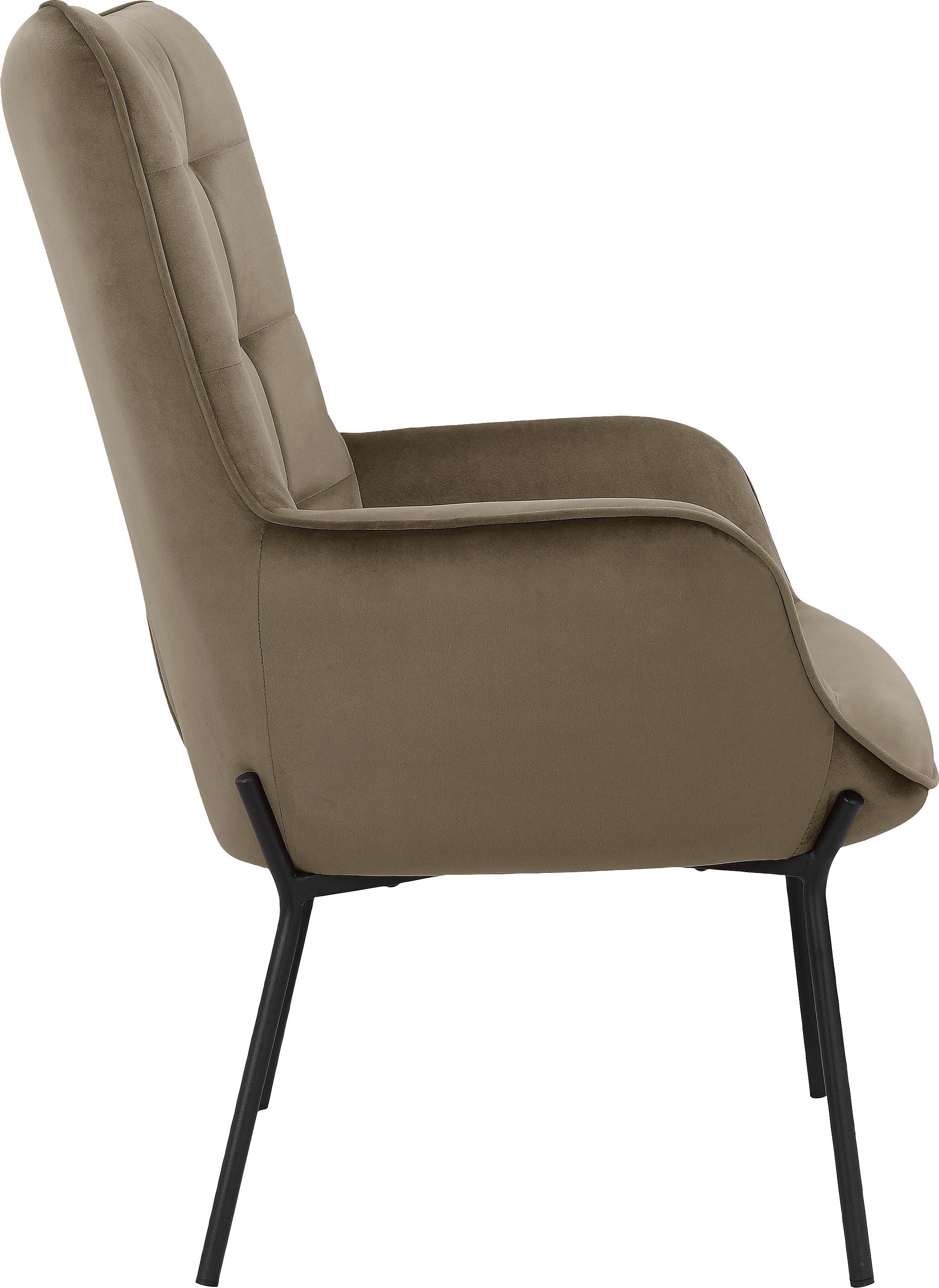 OTTO products Loungestoel Luukas, ovale stoel met metalen poten Stof gerecycled polyester, zacht verdikte zitting en rugleuning, zithoogte 46 cm (1 stuk)