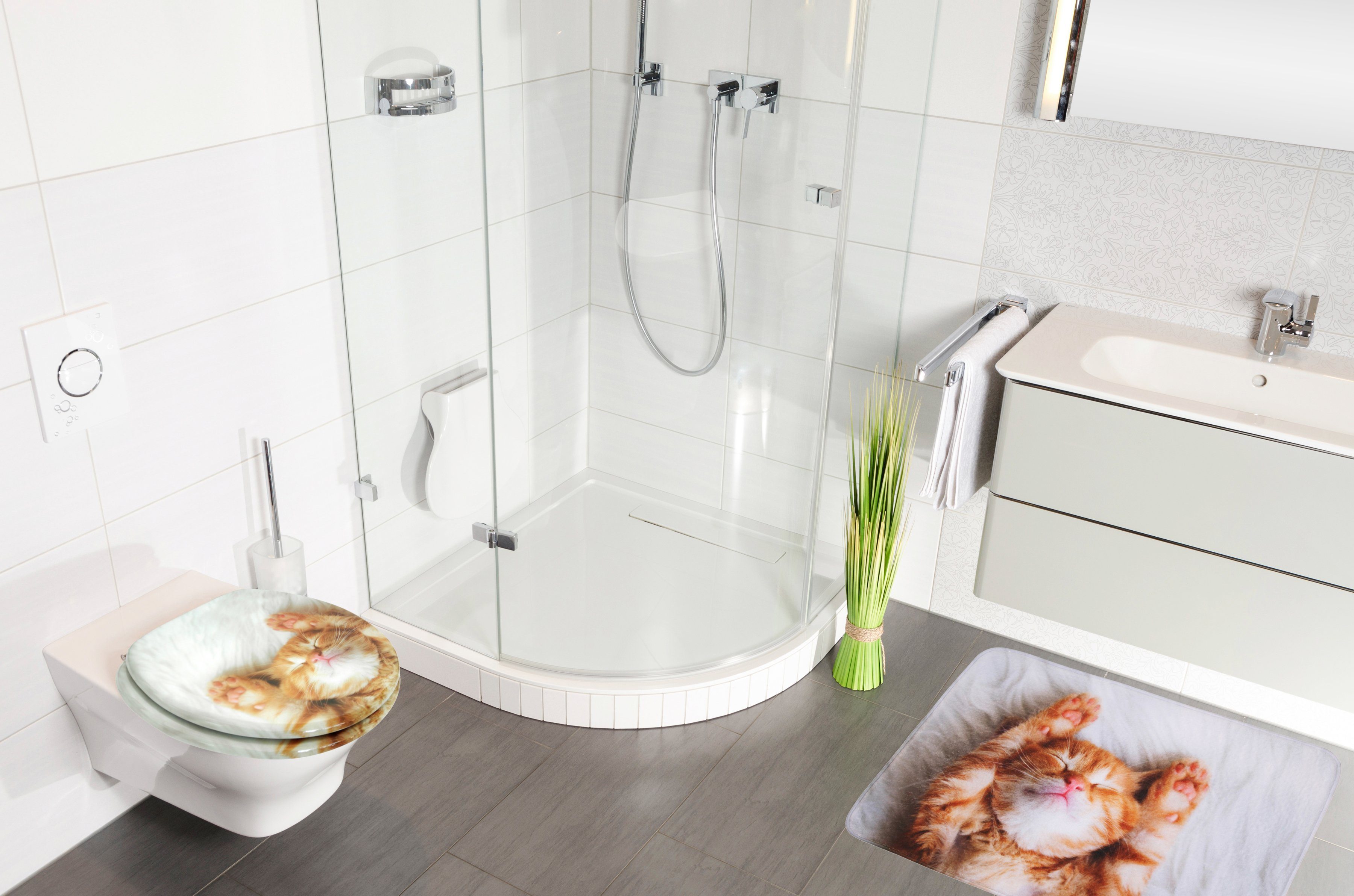 Sanilo Set badkameraccessoires Lilly bestaand uit toiletzitting, badmat en wastafelplug (complete set, 3-delig)
