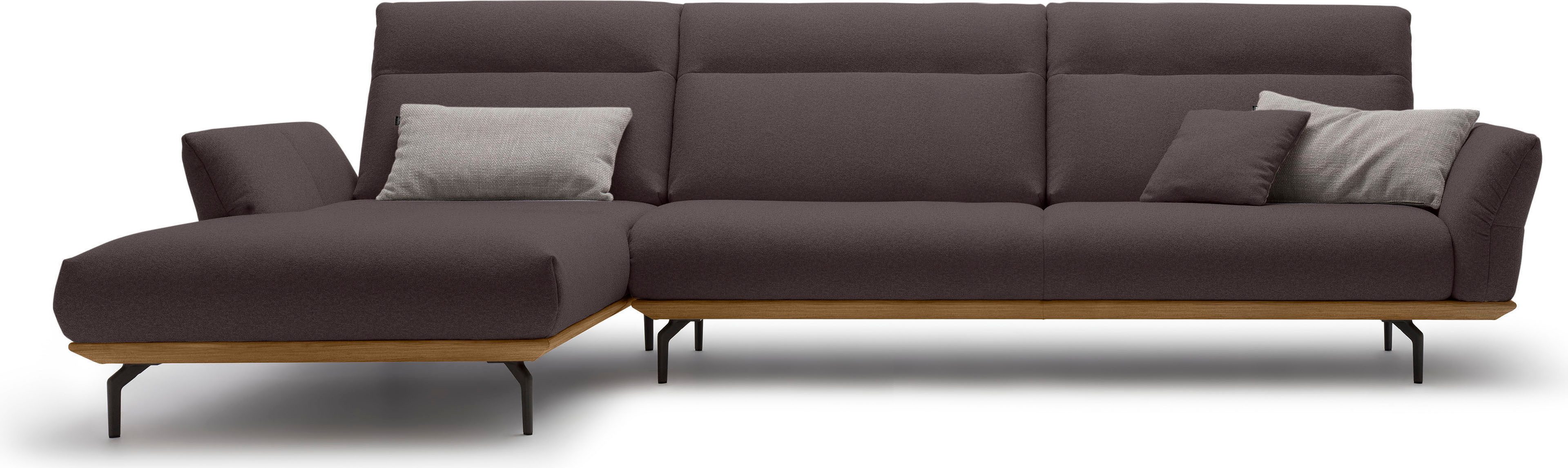 OTTO Creation BY ROLF BENZ Hoekbank Hs.460 Sokkel in walnotenhout, onderstel in umbra grijs, breedte 338 cm grijs, hoekbanken