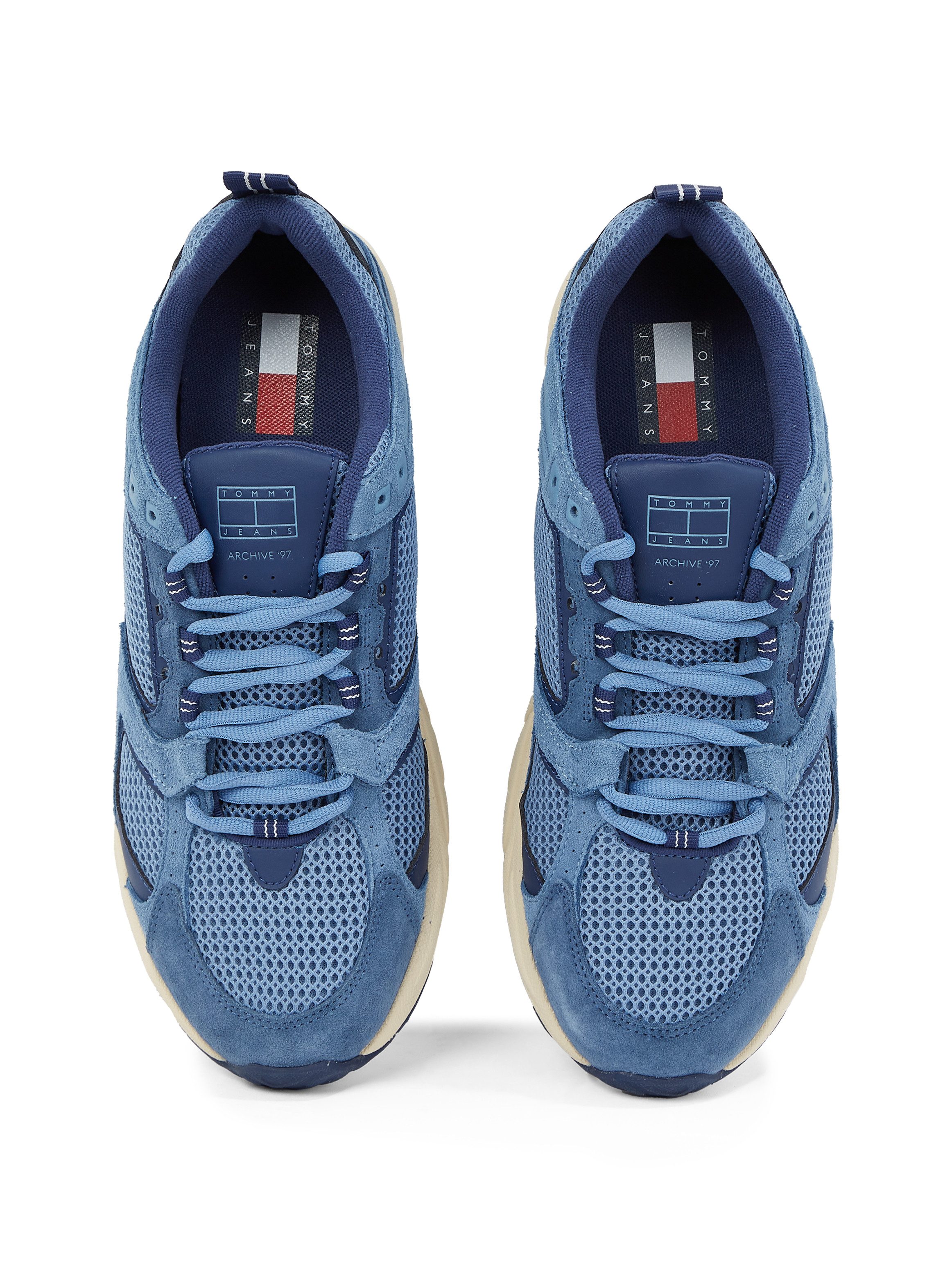 TOMMY JEANS Sneakers met sleehak ARCHIVE'97 , vrijetijdsschoen, halfschoen, veterschoen in lichte materiaalmix