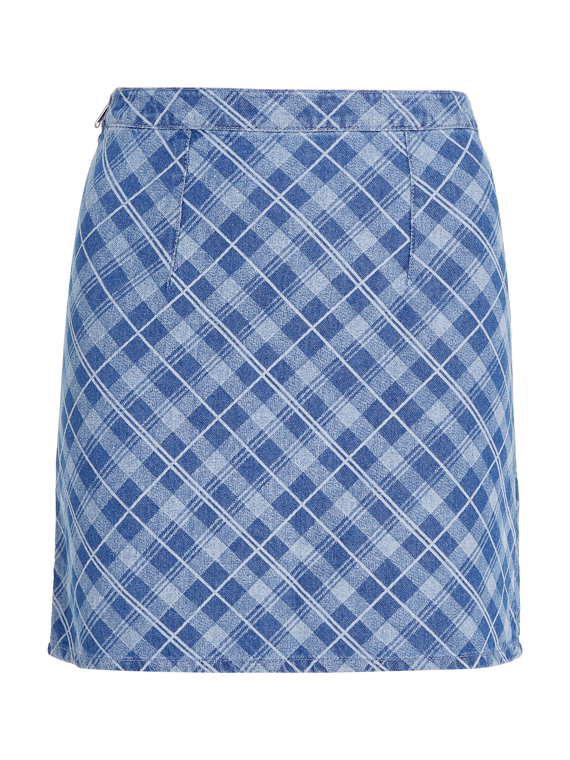 TOMMY JEANS Geweven rok TJW TARTAN CHECK CHAMBRAY SKIRT Webrok in modieuze tartan ruitpatroon
