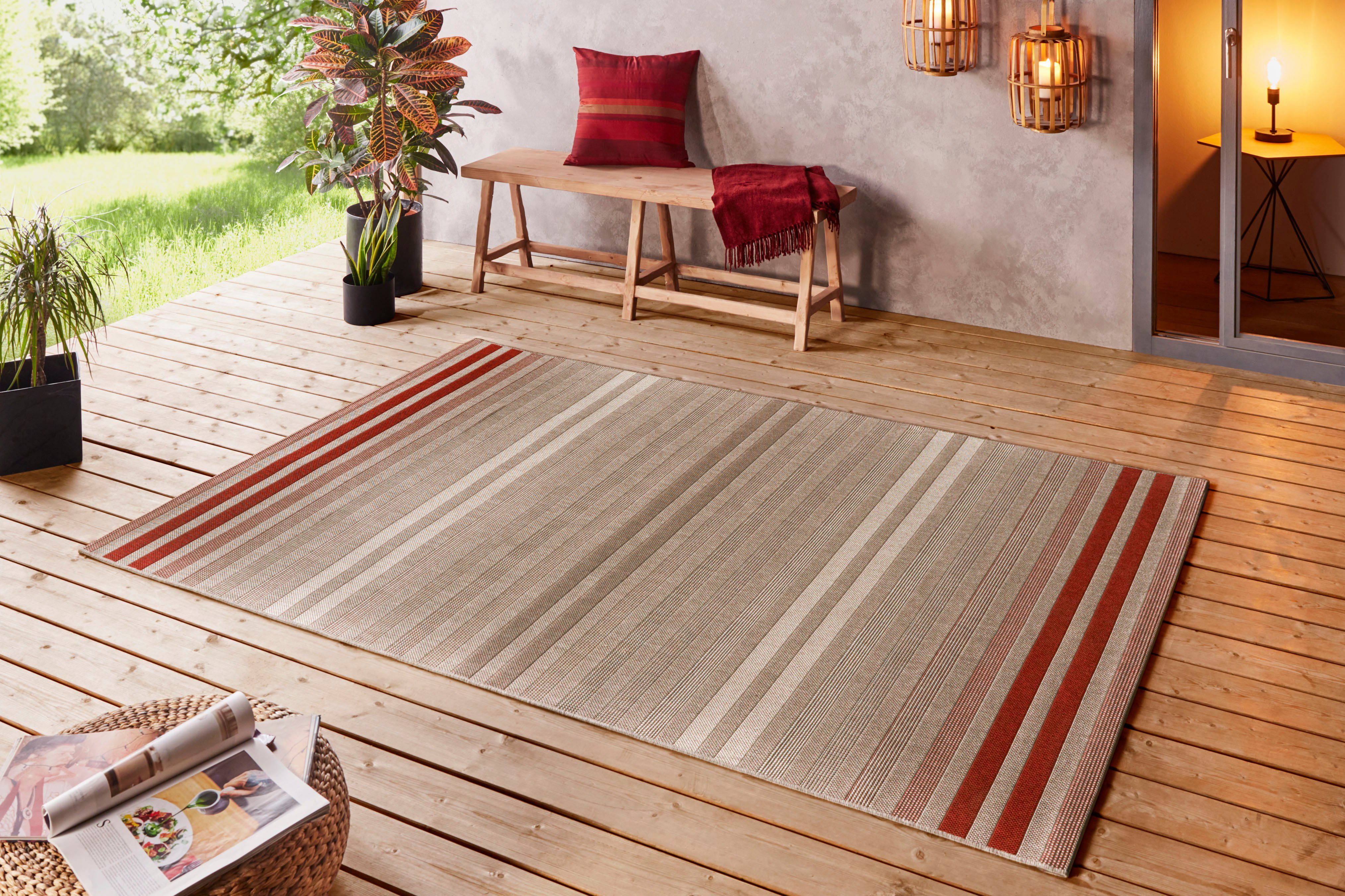NORTHRUGS Vloerkleed Paros Streepdessin, robuust, gemakkelijk in onderhoud, platweefsel