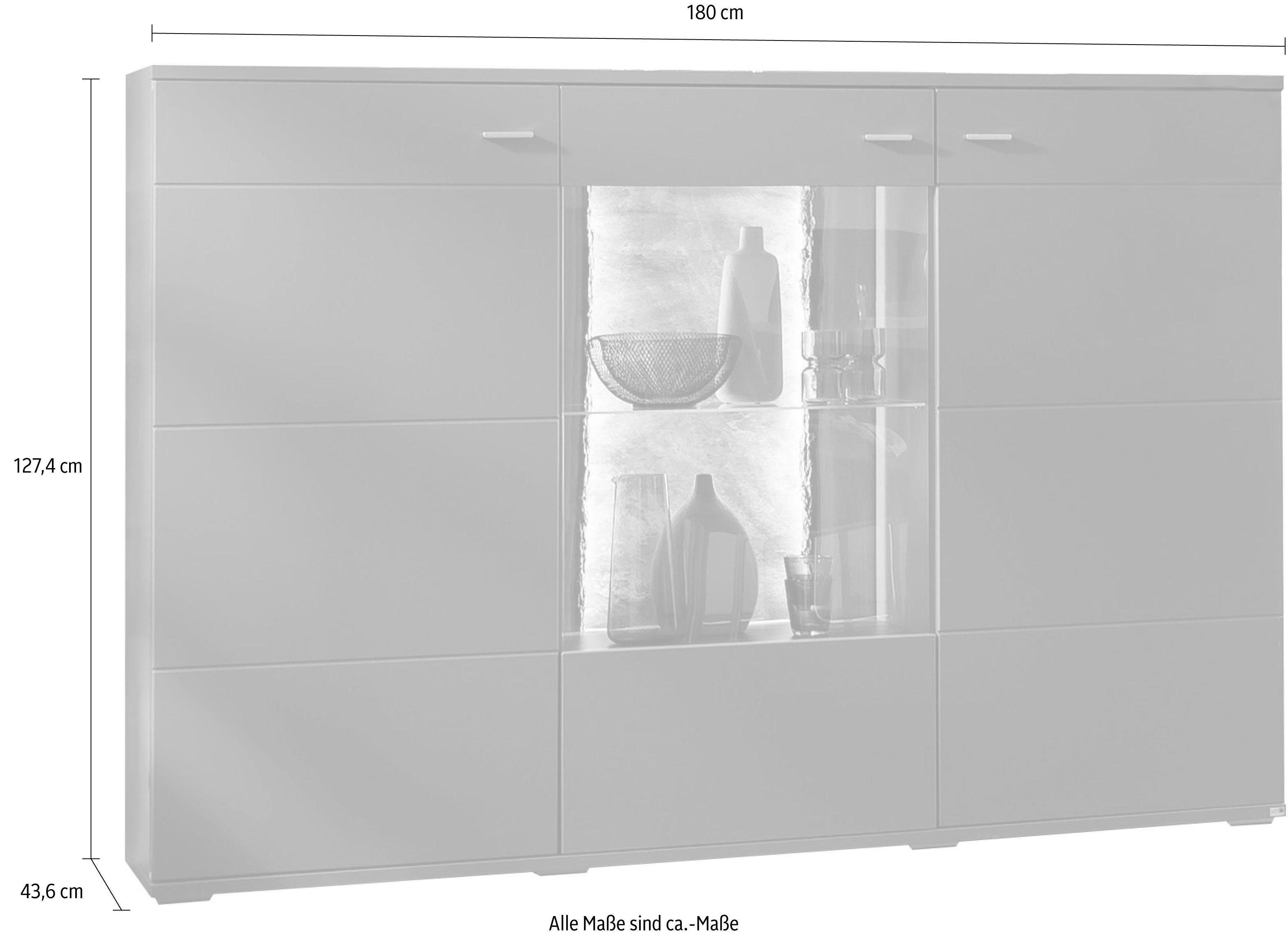 set one by Musterring Highboard Tacoma Type 52, breedte 180 cm, met getinte glasdeur