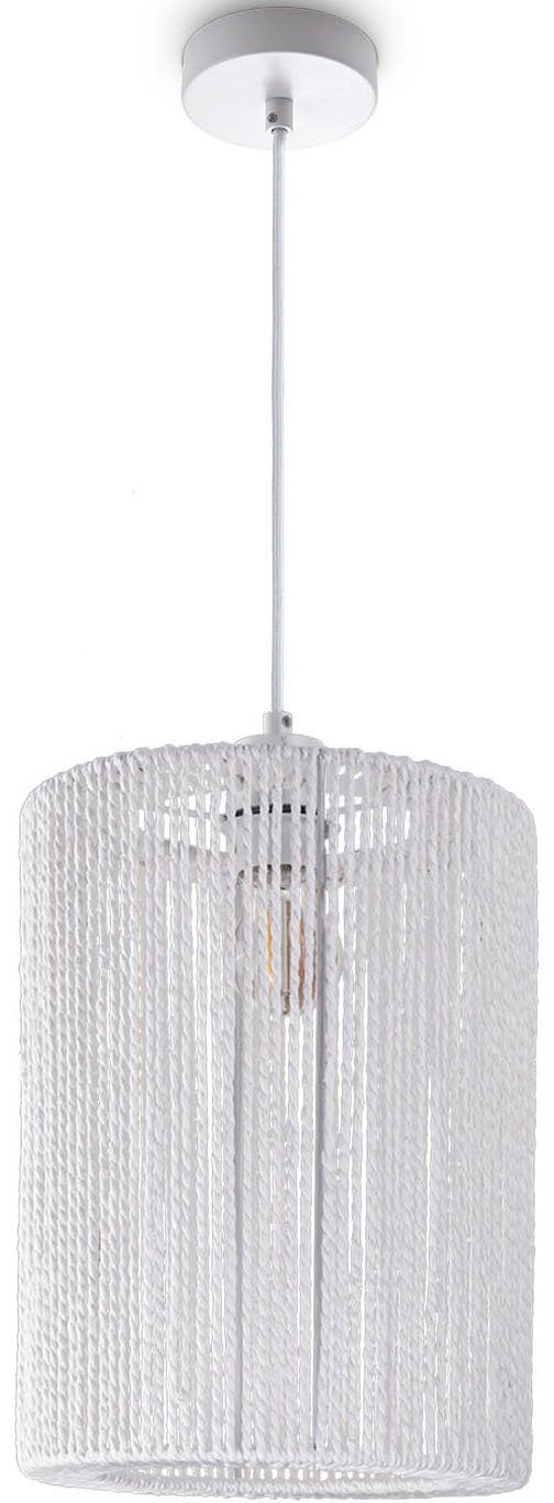 Paco Home Hanglamp Hugo Ricarda Woonkamer eetkamer rattan look Boho lampenkap papier rond