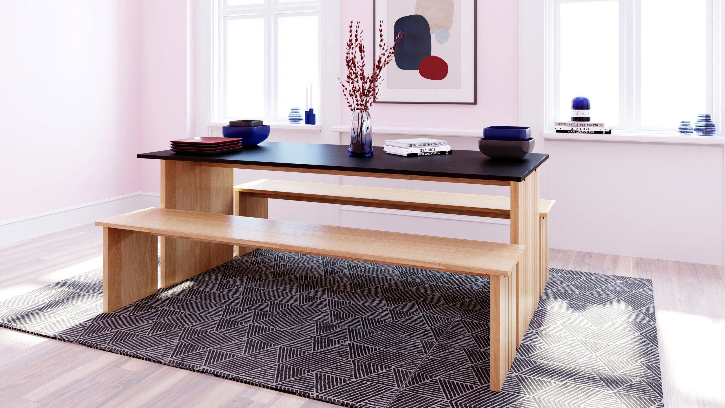 Woodman Bank Stripe in scandinavisch design, houtfineer van eiken