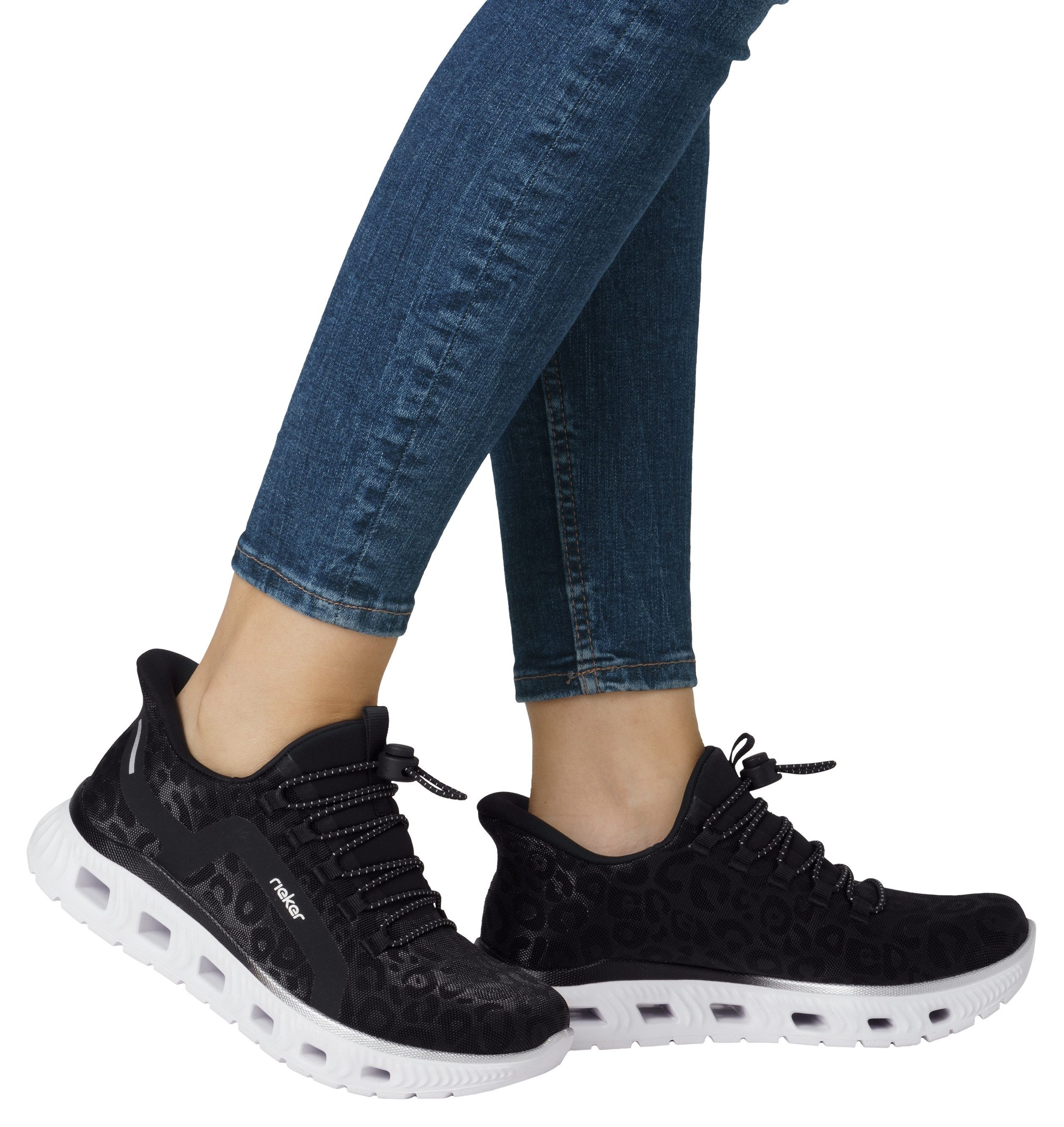 RIEKER Sport Slip-on sneakers , vrijetijdssneaker, instapschoen in leeuw-look, met memosoft binnenzool
