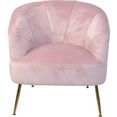 hofmann living and more fauteuil poten van stalen buis, goudkleur gelakt, kuipzitting geheel met schuimstof opgevuld, veloursovertrek roze