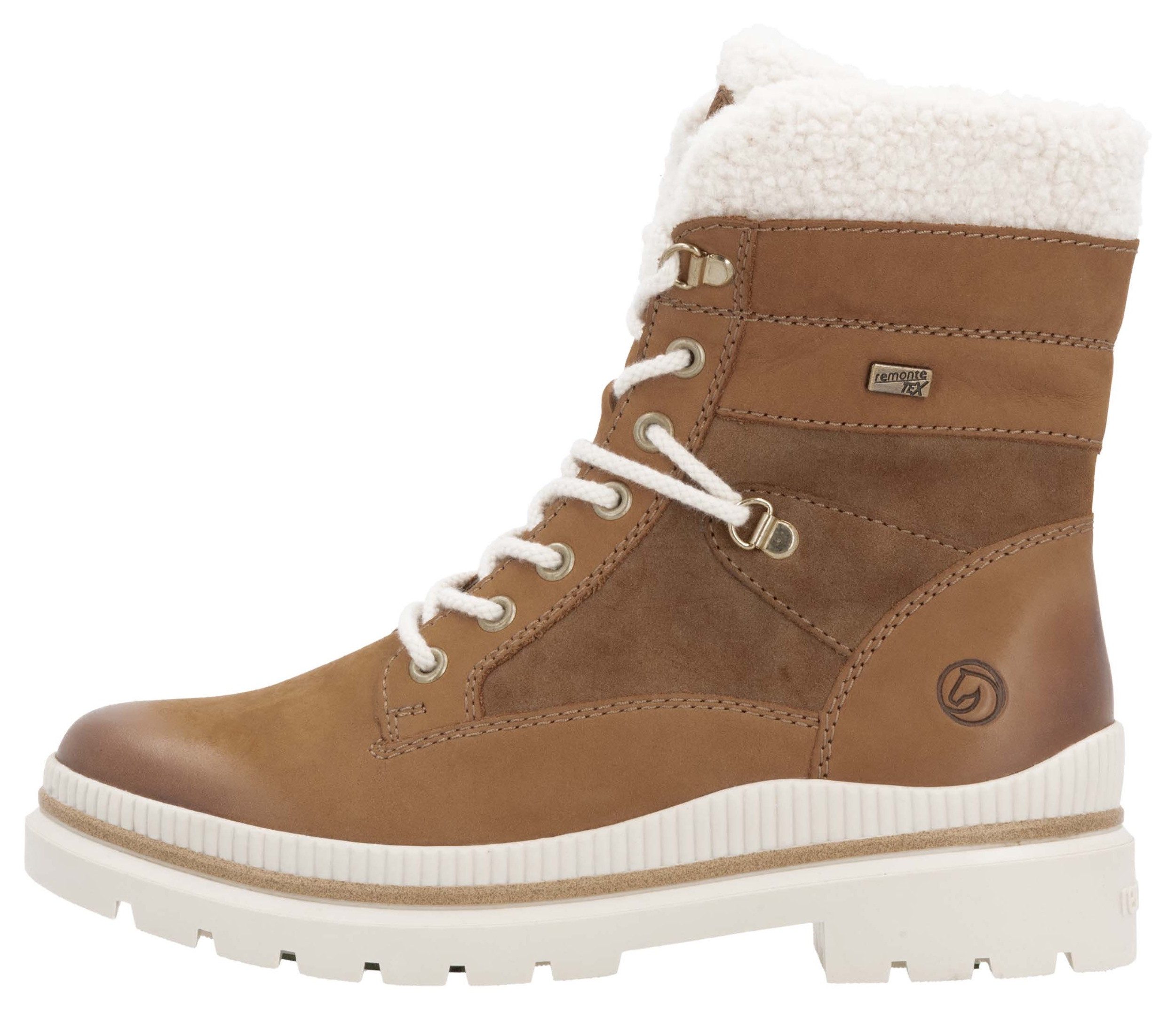 Remonte Winterlaarzen , blokhak, veterschoenen, outdoorschoen met teddyvoering-beslag