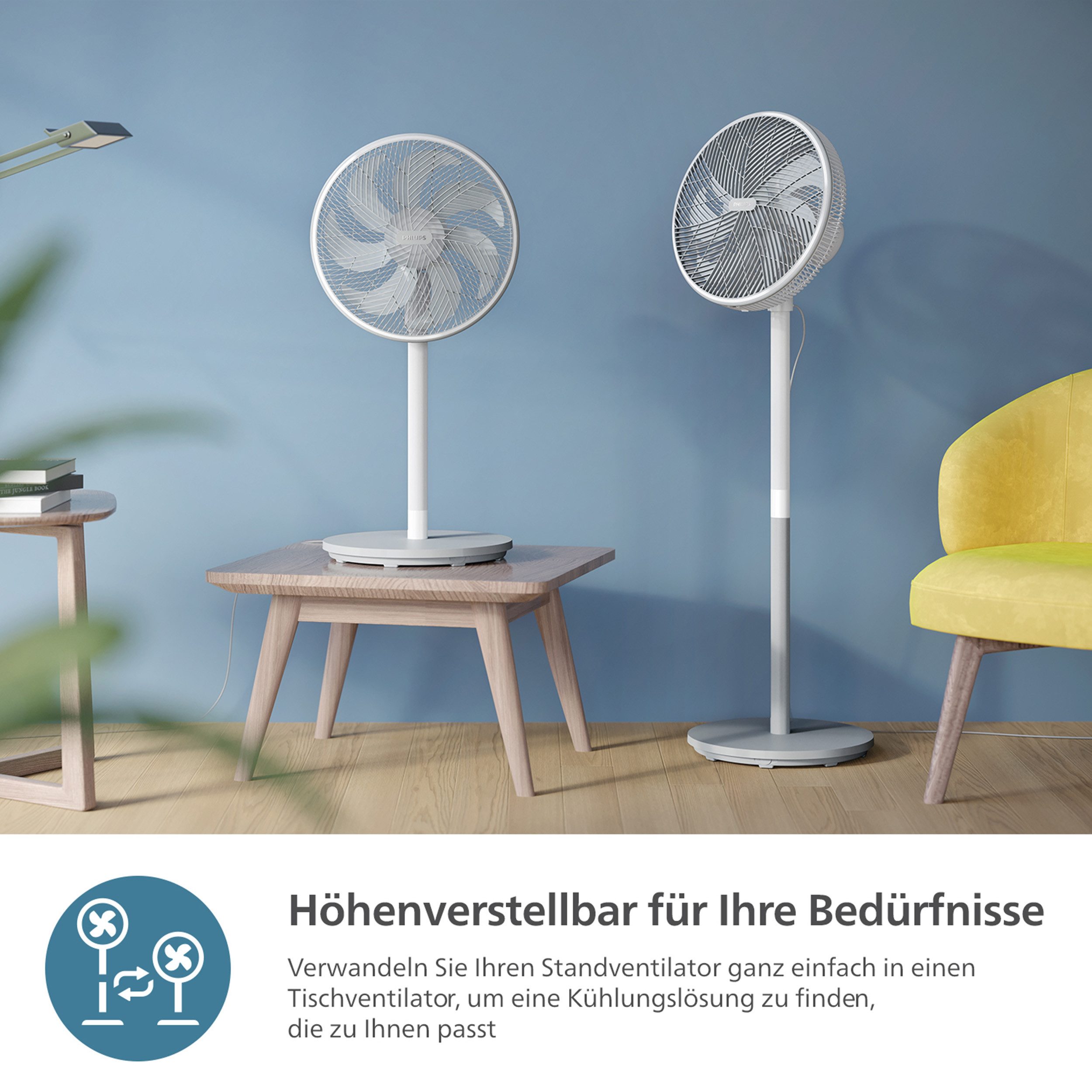 Philips Staande ventilator CX2550/00 Serie 2000, met extreem stille SilentWings-technologie, 19 dB
