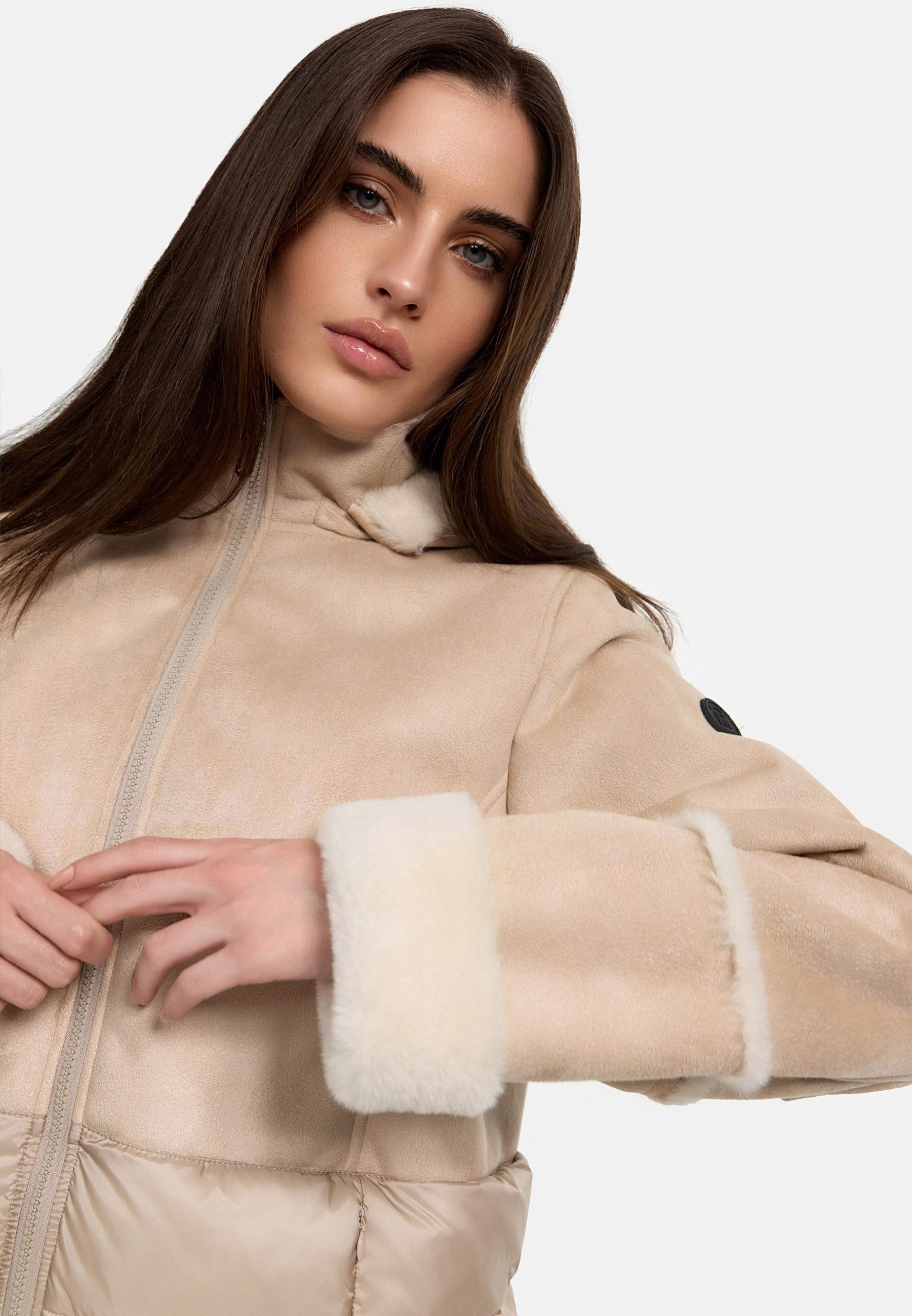MANISA Kort jack met teddyfleece-capuchon