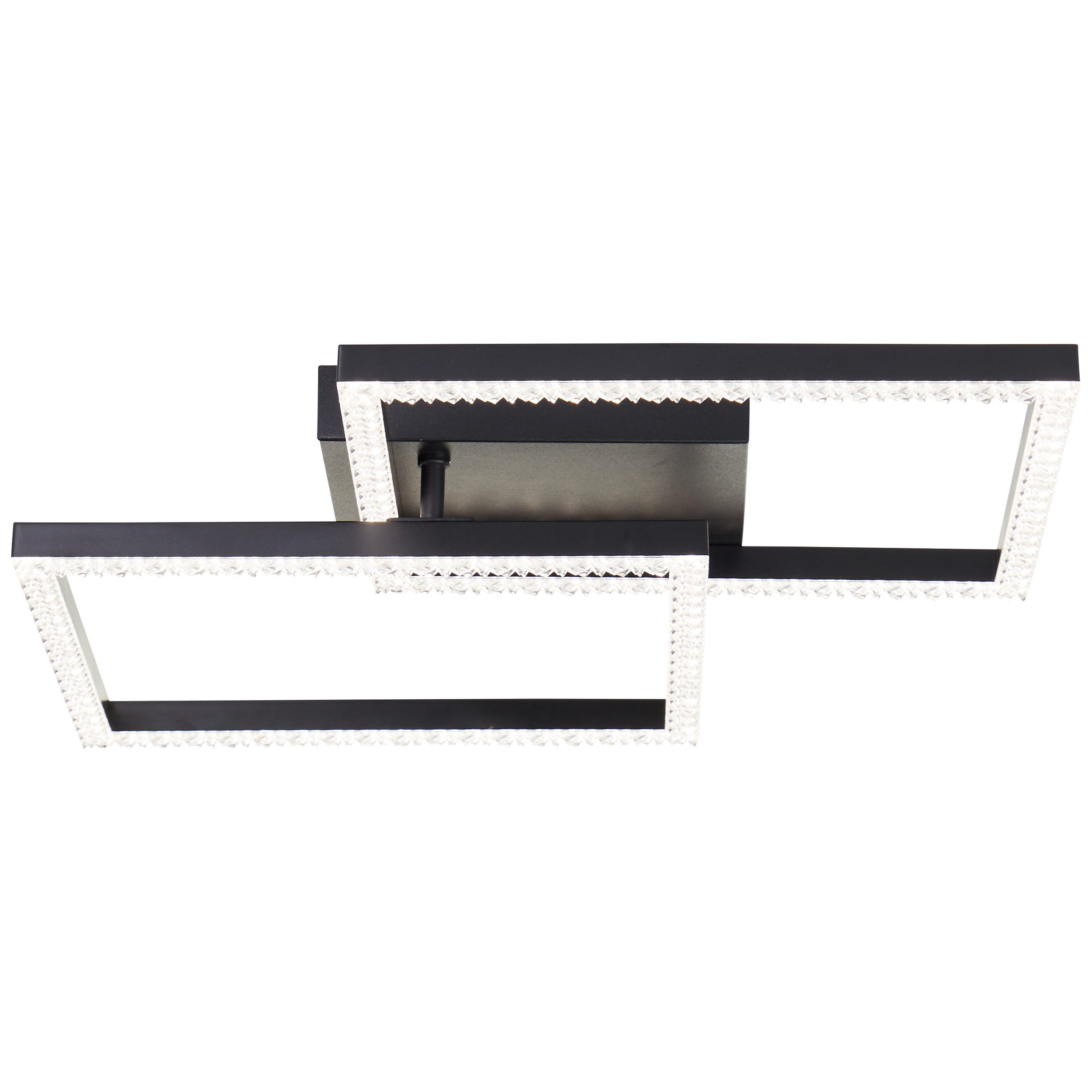 Brilliant Leuchten Led-plafondlamp Ranni 41 x 41, 2700 lm, 4000 k, kristaloptiek, draaibaar, zwart