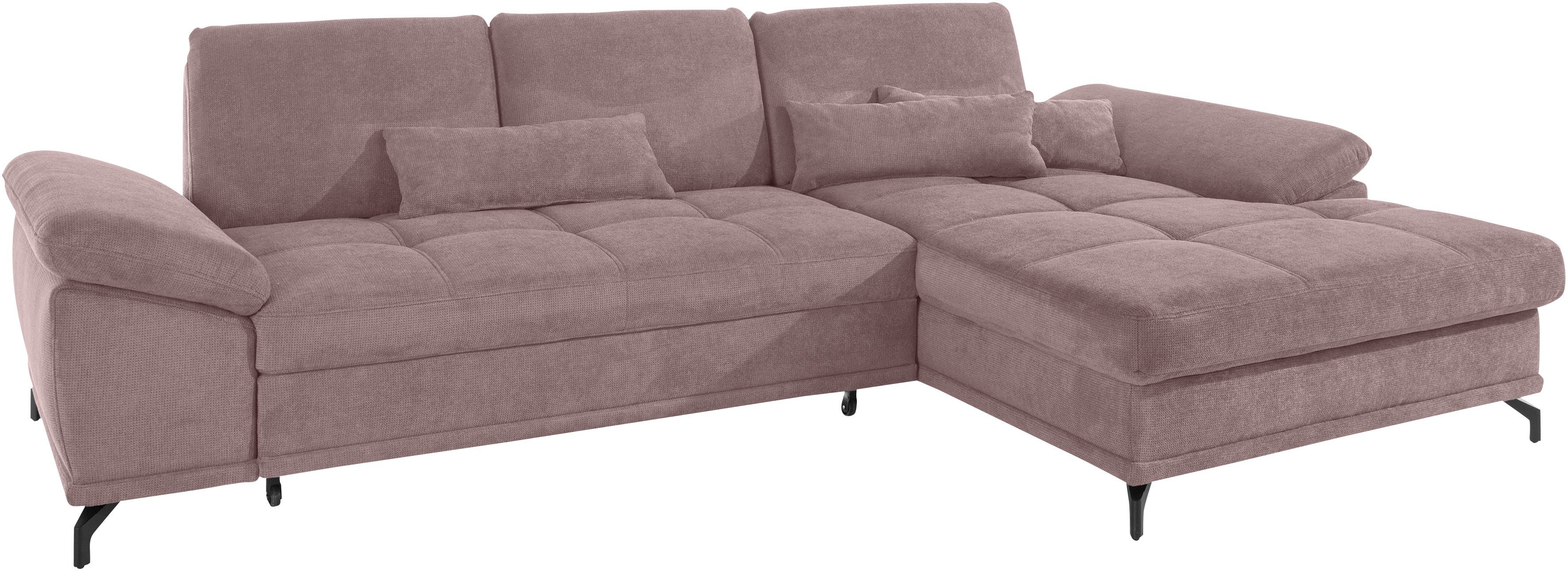 Places of Style Hoekbank Costello L-vorm, met zitdiepteverstelling, armleuningverstelling en