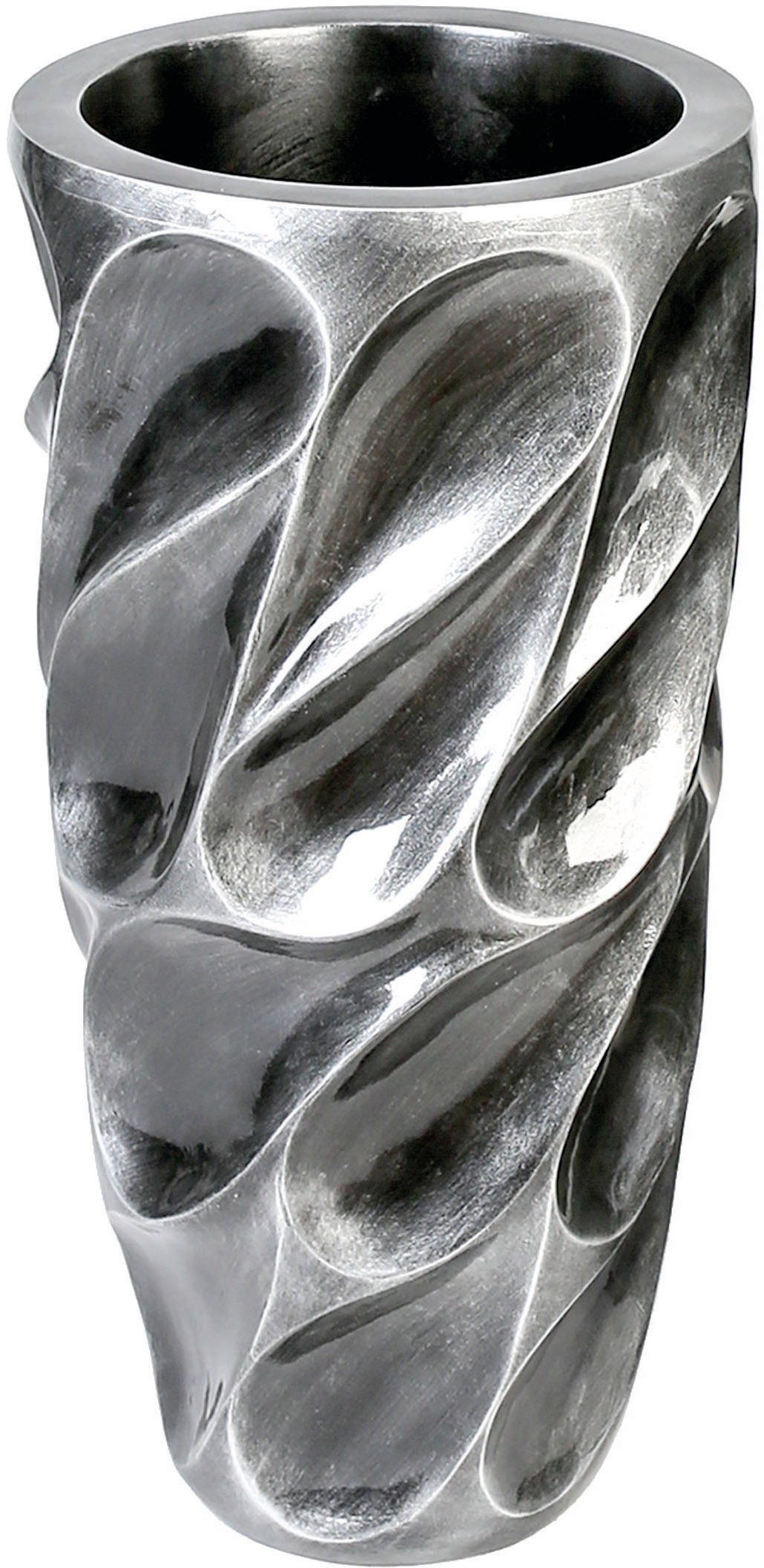 Casablanca by Gilde Sierpot Drop, antiek zilver decoratieve bloempot, groot, van fiberglas, te bestellen in 2 maten, woonkamer (1 stuk)