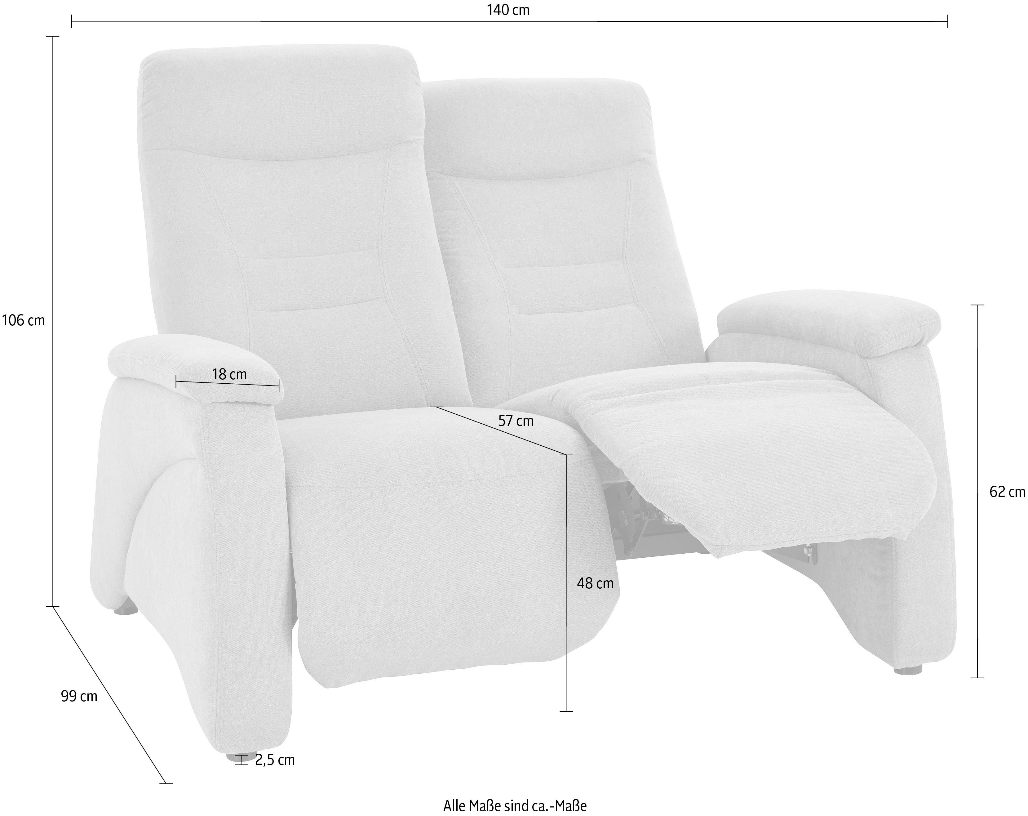exxpo - sofa fashion 2-zitsbank Ascoli, bioscoopsofa met hoog zitcomfort, comfortabele armleuningen