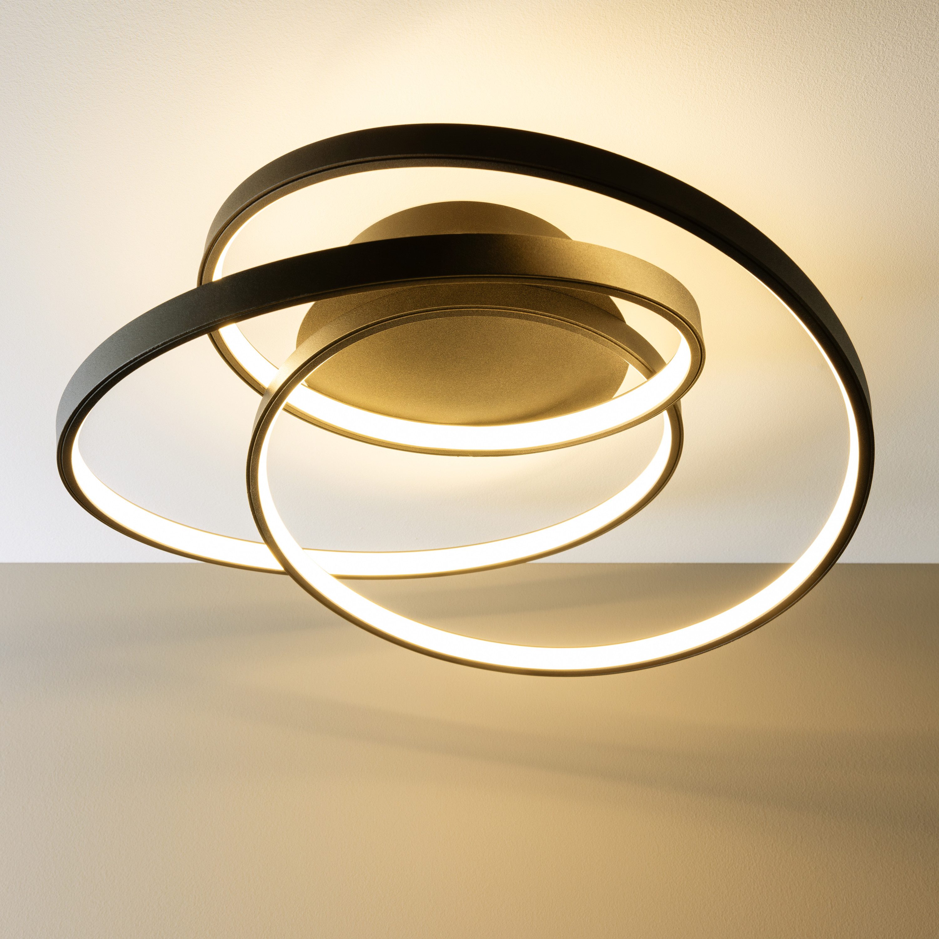 Brilliant Leuchten Plafondlamp Labyrint Ø 39,5 cm, in elkaar grijpende cirkels, metaal/acryl (1 stuk)