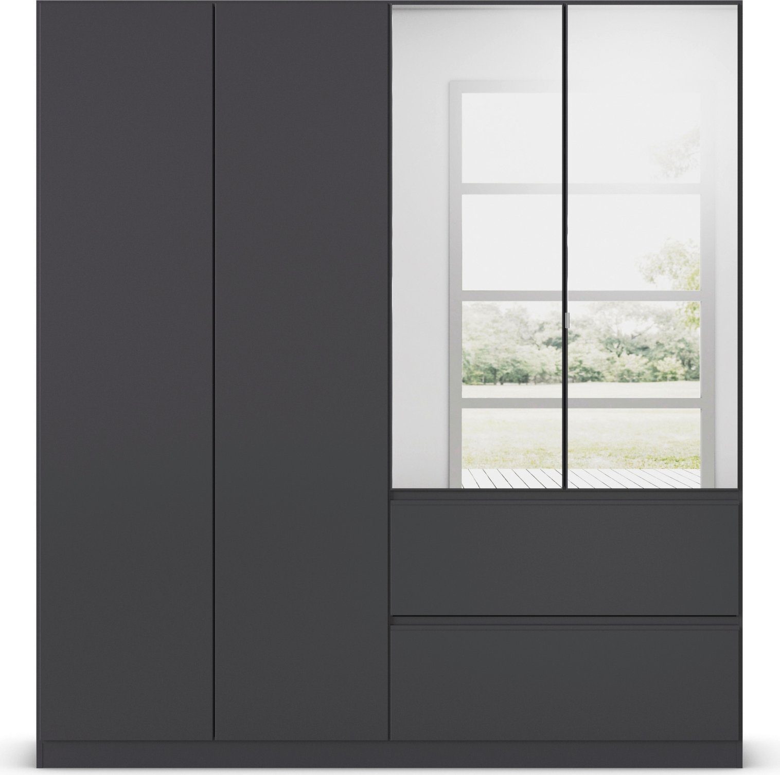 rauch Draaideurkast Kledingkast Kast Garderobe Wasmand COSTA in 3 Breedtes met spiegel, greeploos front en push-to-open functie made in germany