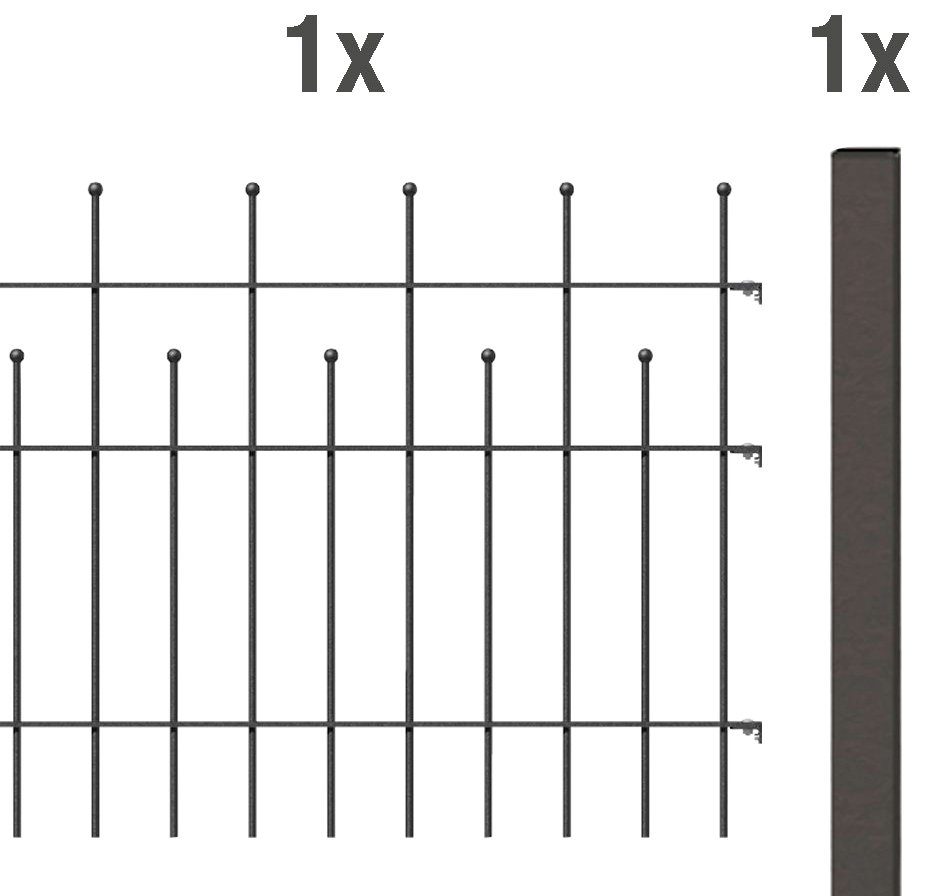GAH Alberts Metalen hek Uitbreidingsset Madrid Hoogte: 49,5, 73,5 en 98,5 cm, breedte: 200 cm, om vast te schroeven