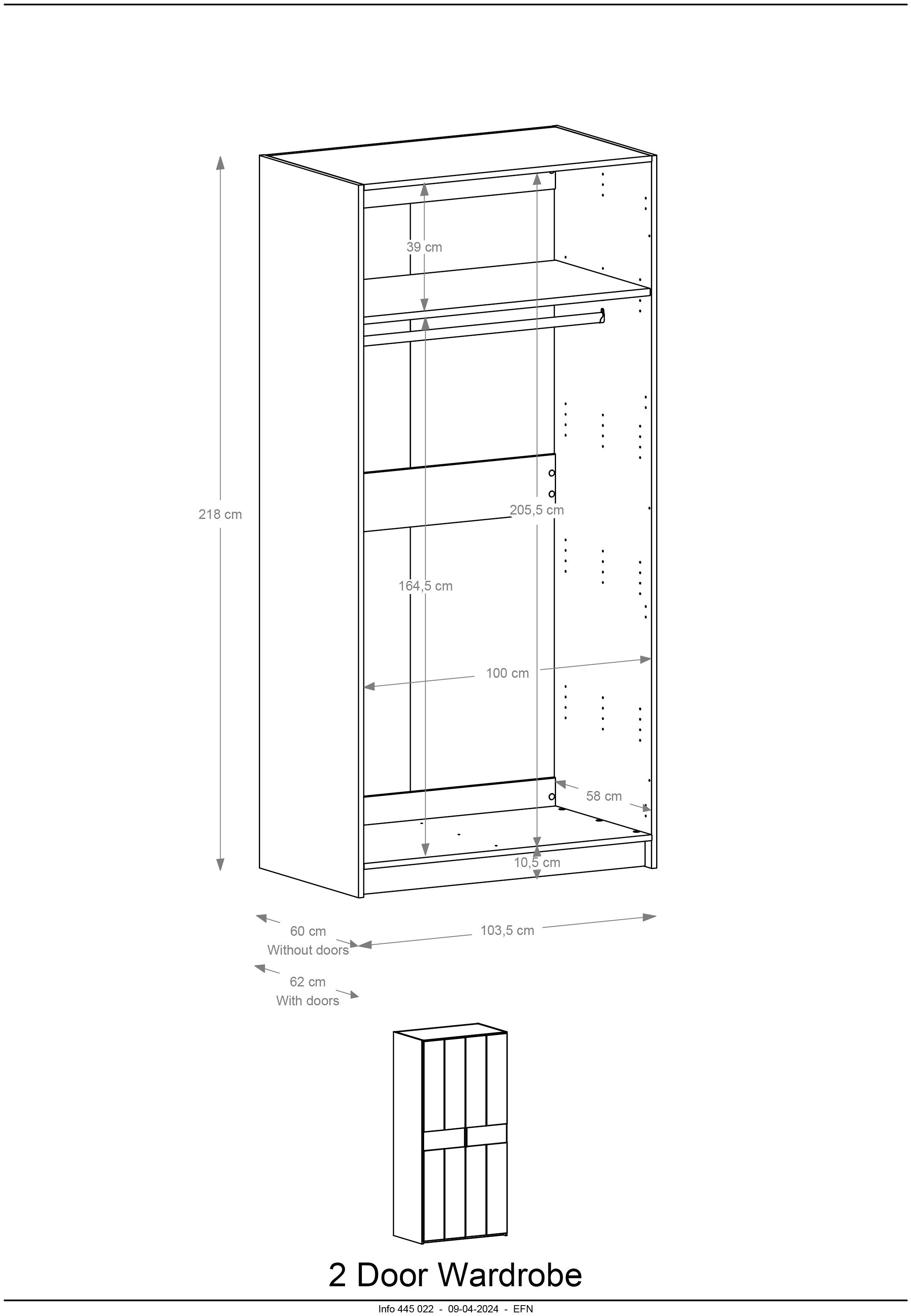 Home affaire Draaideurkast Huven, kledingkast, veel opbergruimte, opslag Massief eik, verschillende kastbreedtes beschikbaar "218 cm hoog"