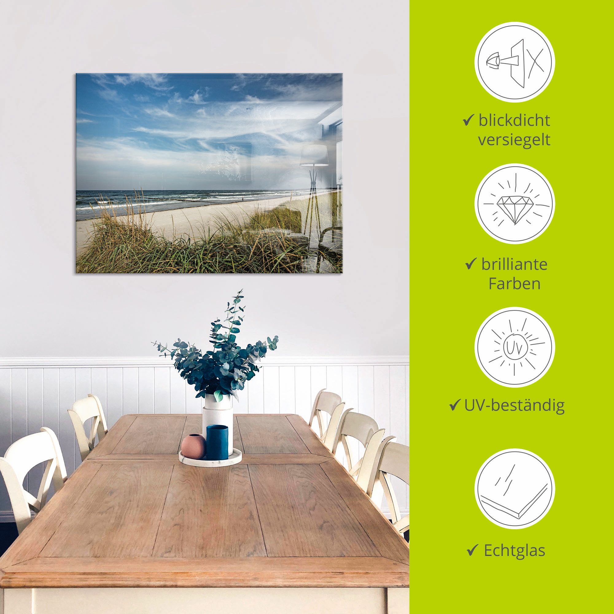 Artland Print op glas Vakantiegevoel strand in verschillende maten