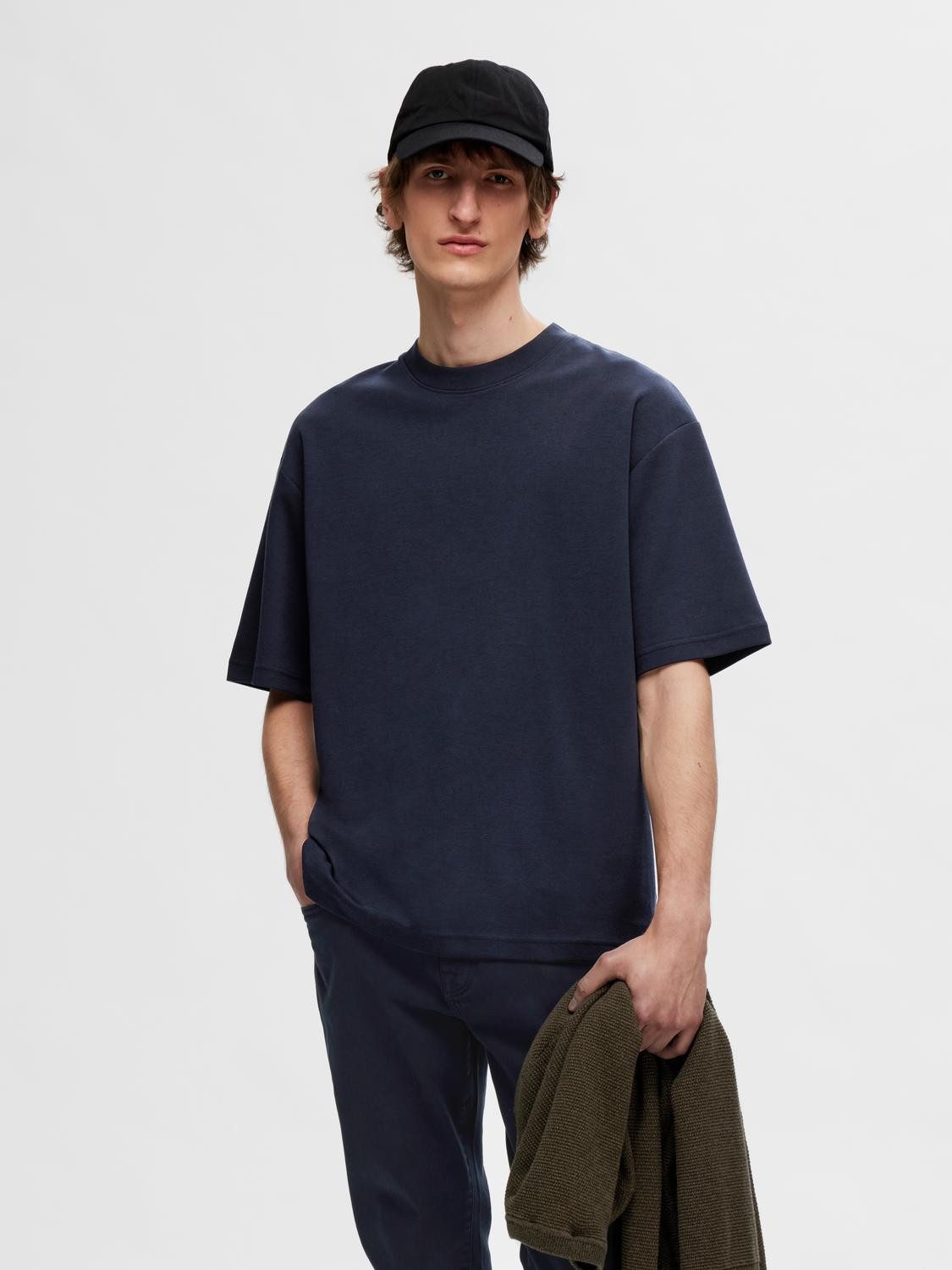 SELECTED HOMME Shirt met ronde hals SLHLOOSEOSCAR SS O-NECK TEE NOOS