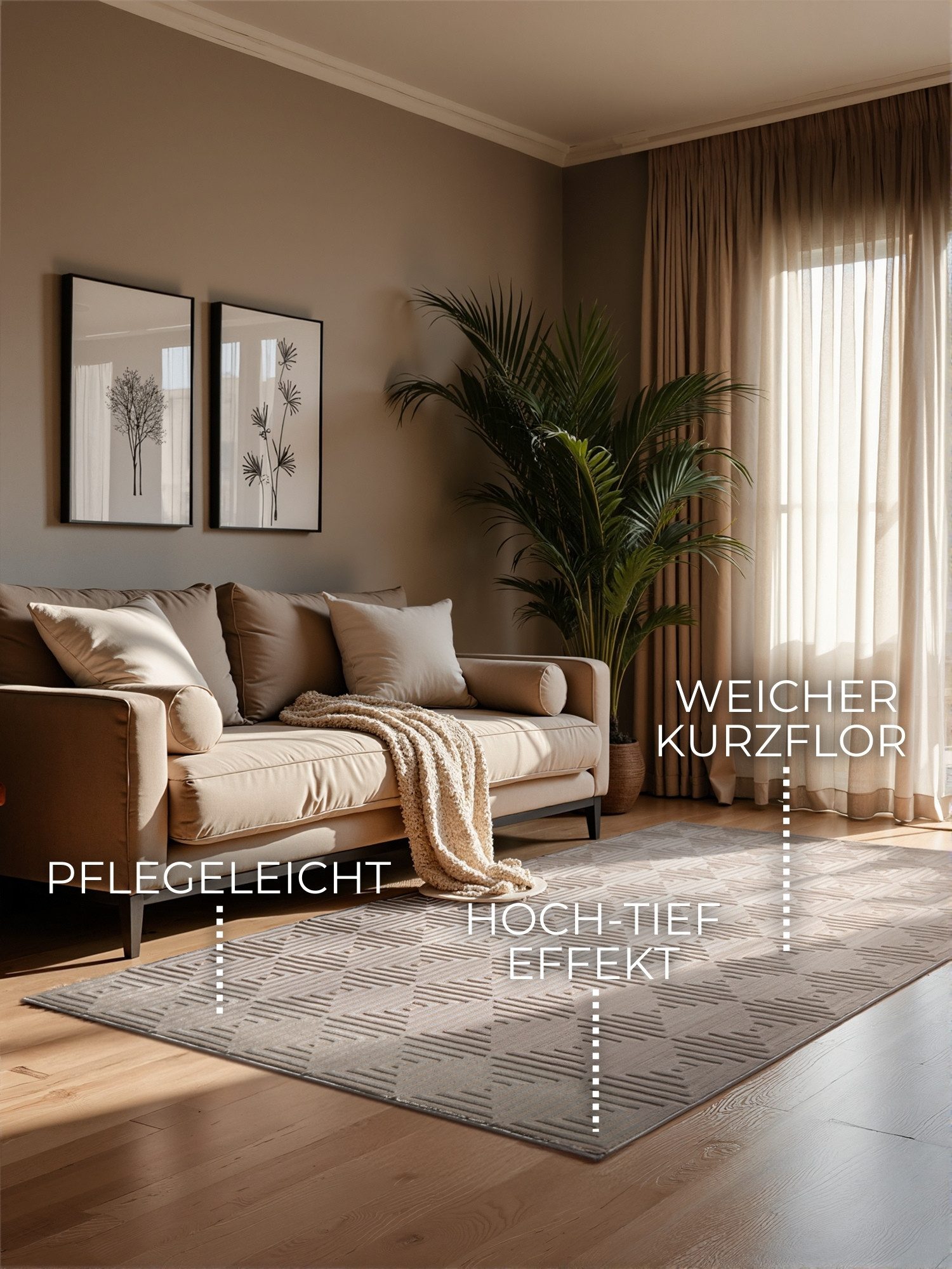 ELLE DECORATION Design-vloerkleed Tourmaline Woonkamer, slaapkamer, loper, hoog-laag effect, gang, glans