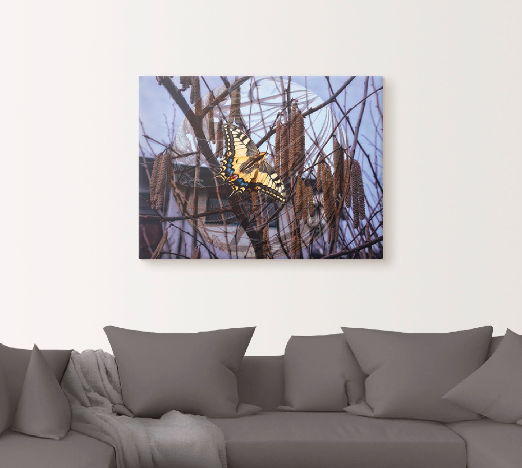 Artland Artprint Blik uit het venster - Burghausener burcht als artprint van aluminium, artprint op linnen, muursticker of poster in verschillende maten