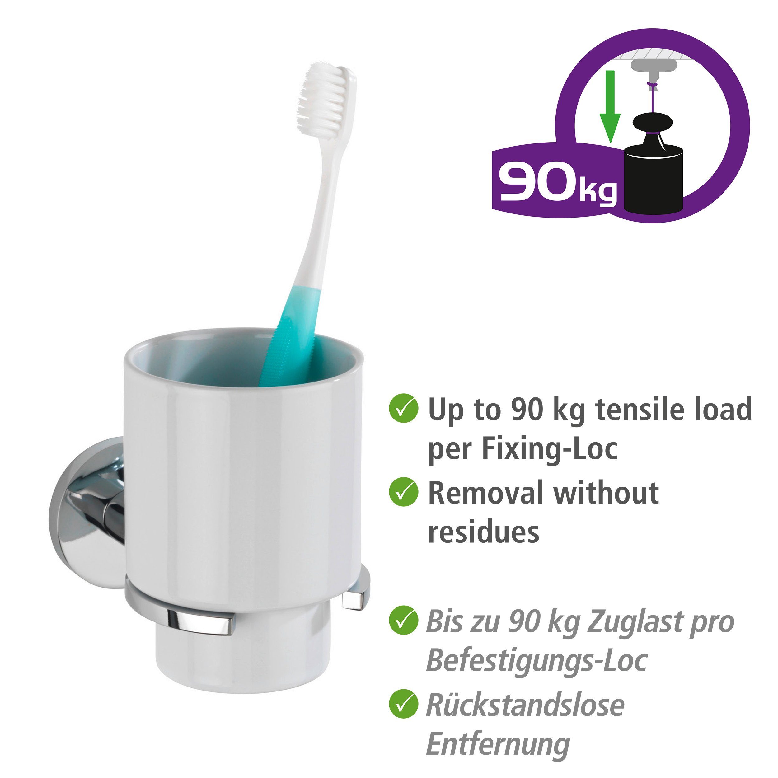 WENKO Poetsbeker UV-Loc® Isera bevestigen zonder boren met innovatief plaksysteem