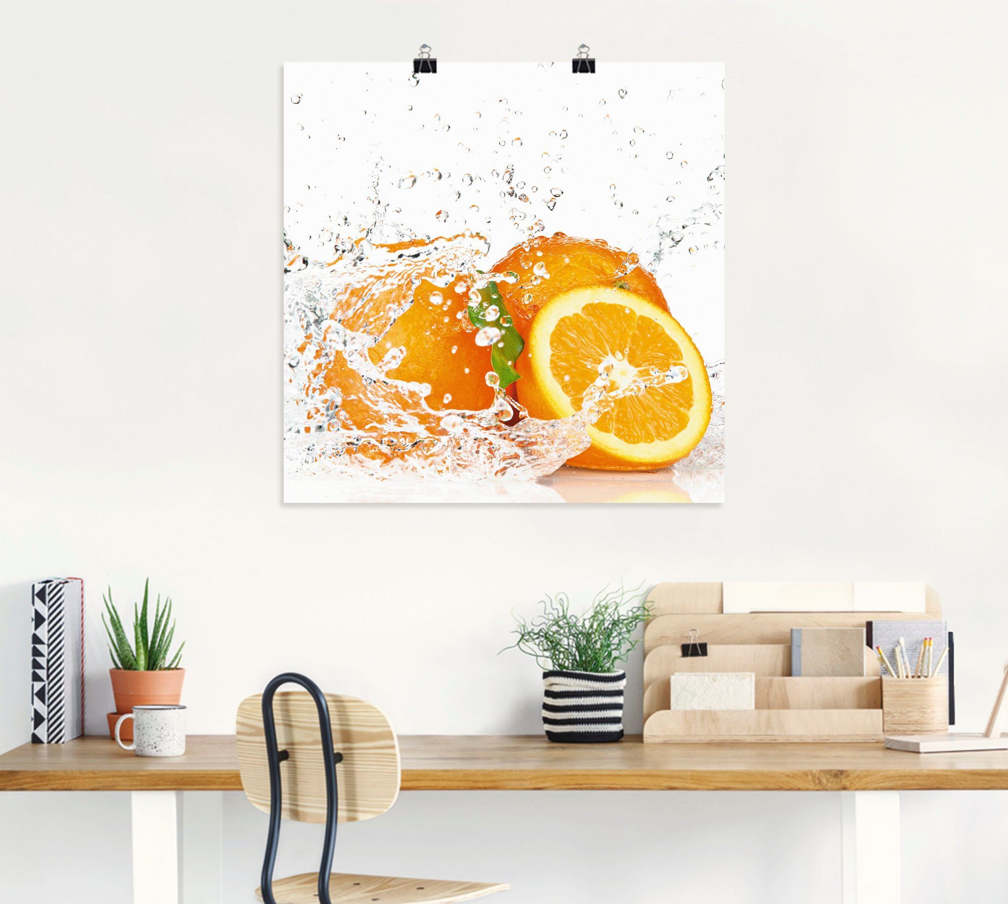 Artland Artprint Orange met spatwater als artprint op linnen, poster, muursticker in verschillende maten