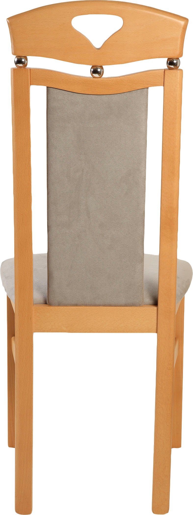 Home affaire Eetkamerstoel Berta keukenstoel Bekleding van microvezel, frame van massief beukenhout (set, 2 stuks)