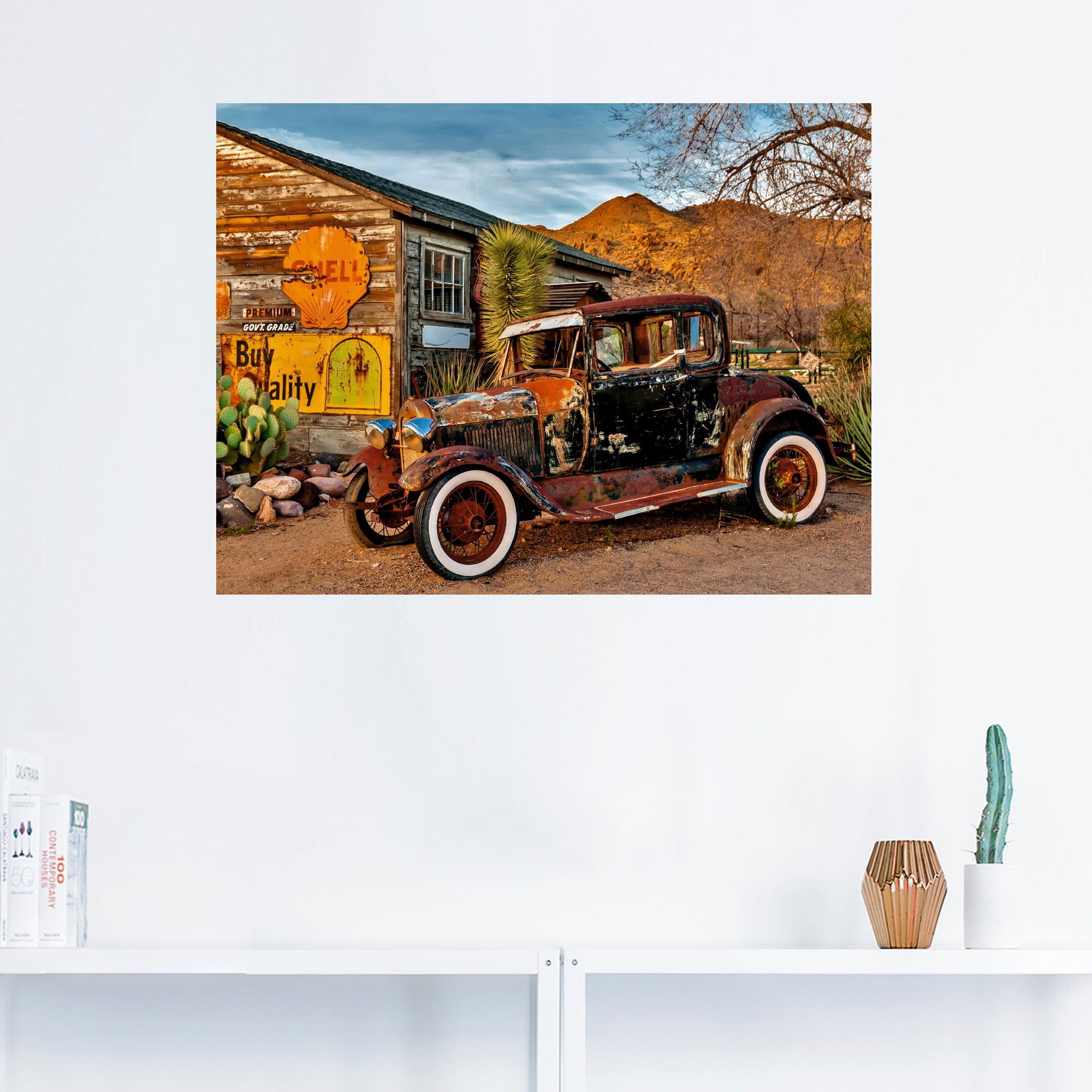 Artland Artprint Oldtimer Route 66 Hackberry als artprint op linnen, muursticker in verschillende maten