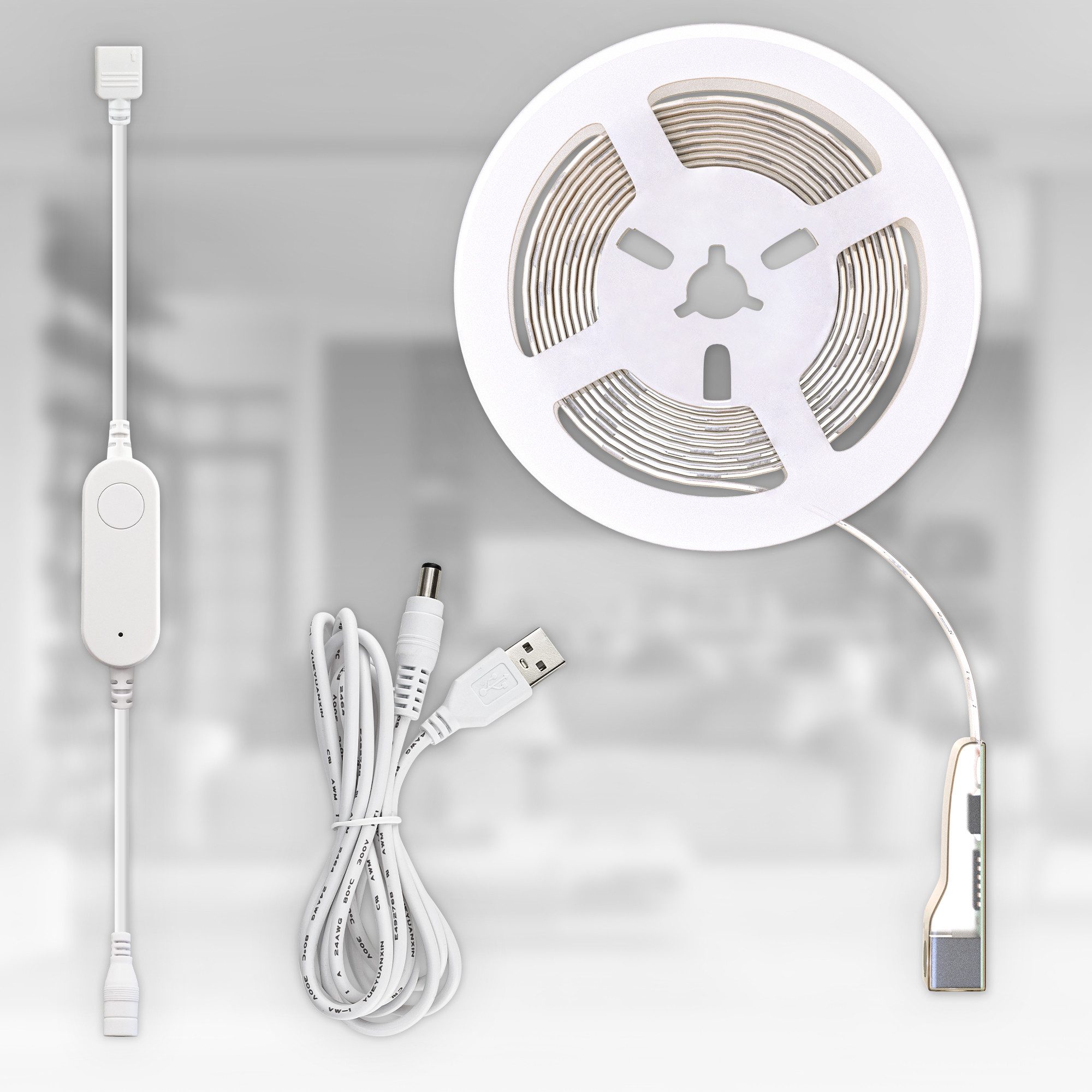 B.K.Licht Led-strip Wifi RGBIC USB LED-strip, 5 m, met app-besturing Lichtstrip, met muzieksensor, slim LED band, zelfklevend (1 stuk)