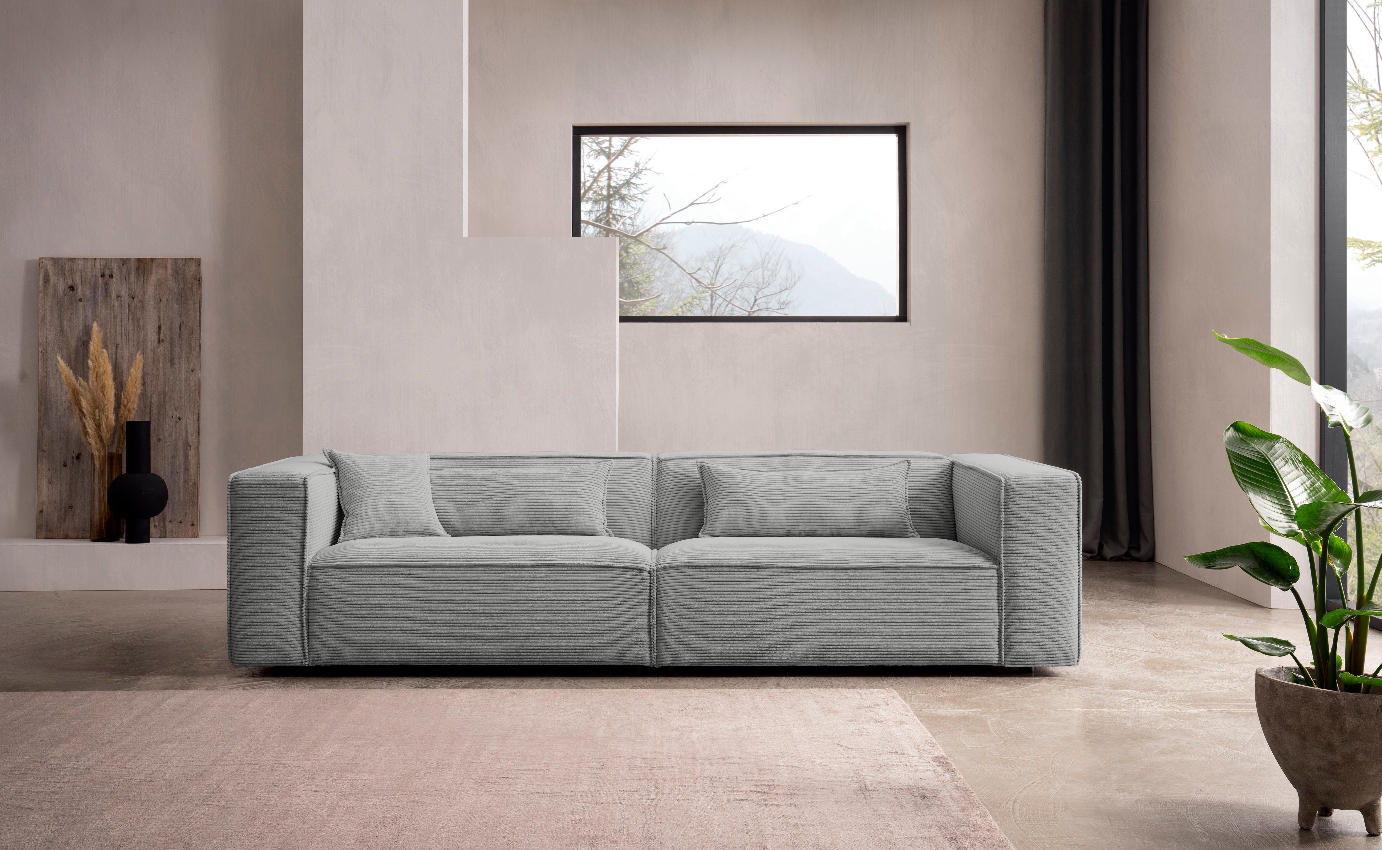 LeGer Home by Lena Gercke 3-zitsbank PIARA, bank met biesnaad, sofa in cord of linnenlook