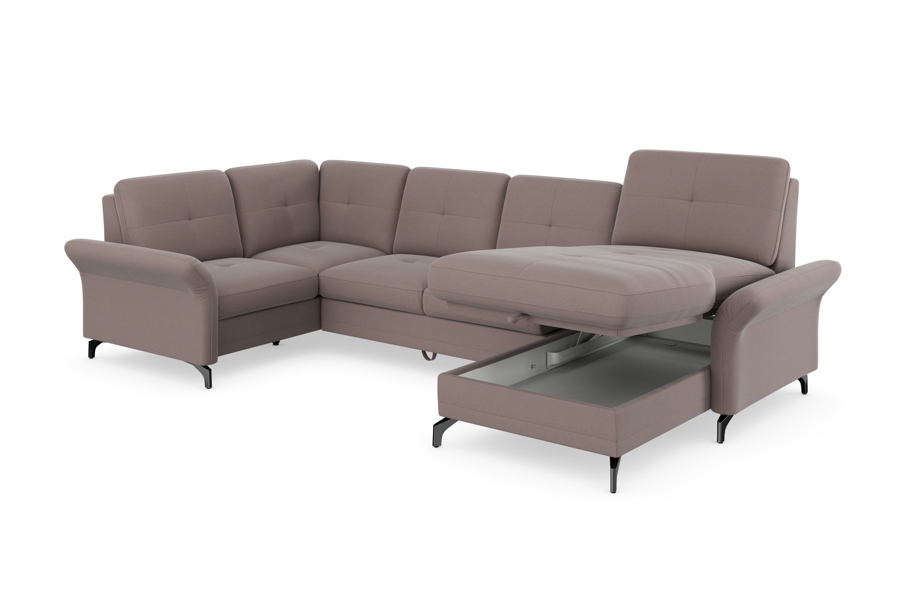Places of Style Zithoek Calando U-vorm naar keuze met slaapfunctie, bedkist en armleuning