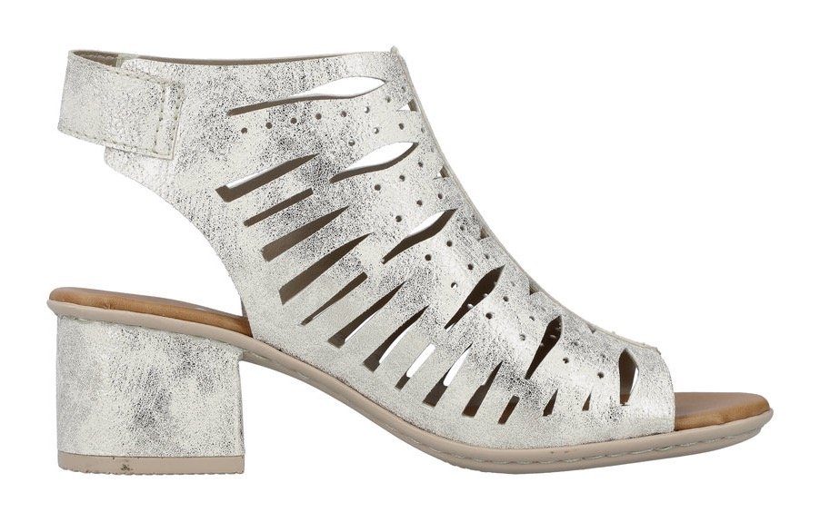 Rieker Sandaaltjes zomerschoen, sandaal, blokhak, in metallic-look